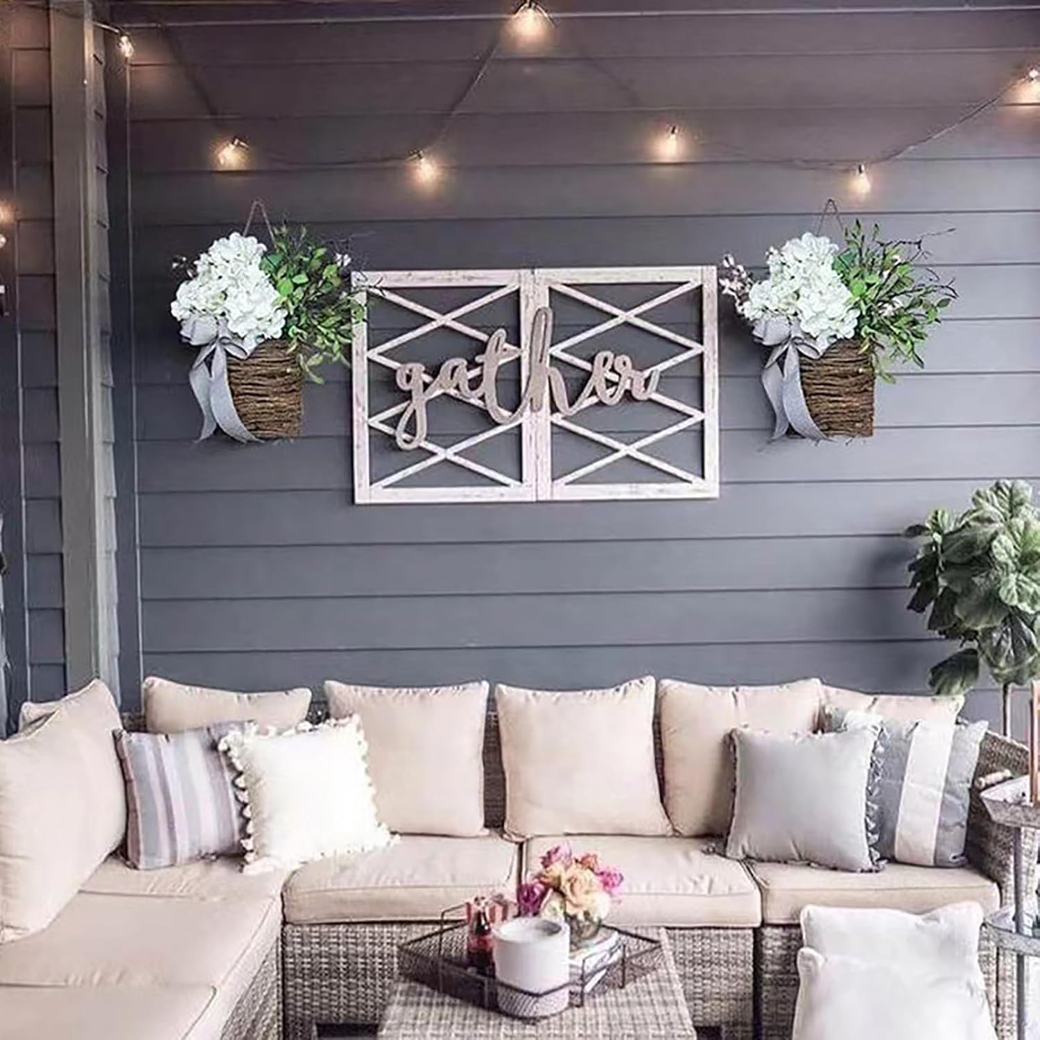 Cream Hydrangea Door Wreath Basket Hanger