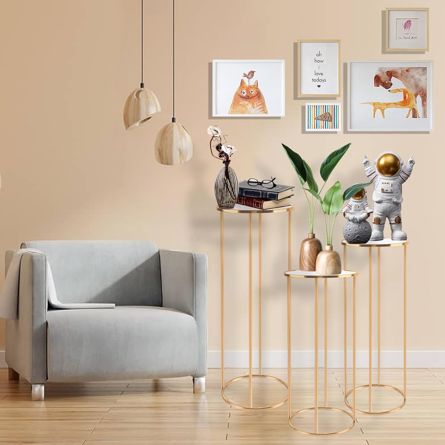 3pcs Cylinder Pedestal Stand Rose Gold