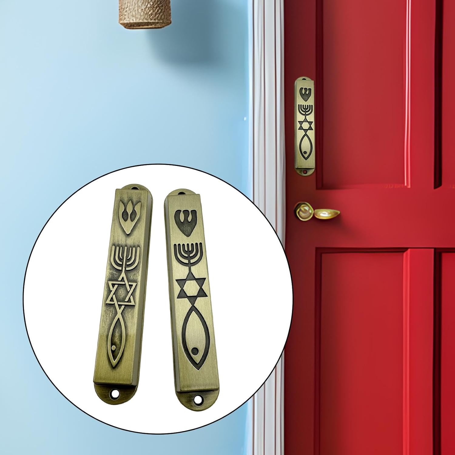 2 Pieces Modern Metal Mezuzahs Door Decor