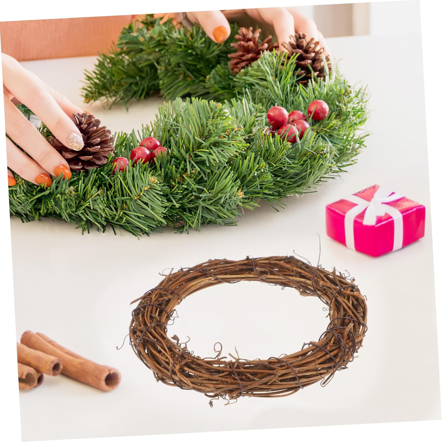 Garneck Rattan Wreath Dried Vine Garland 10pcs