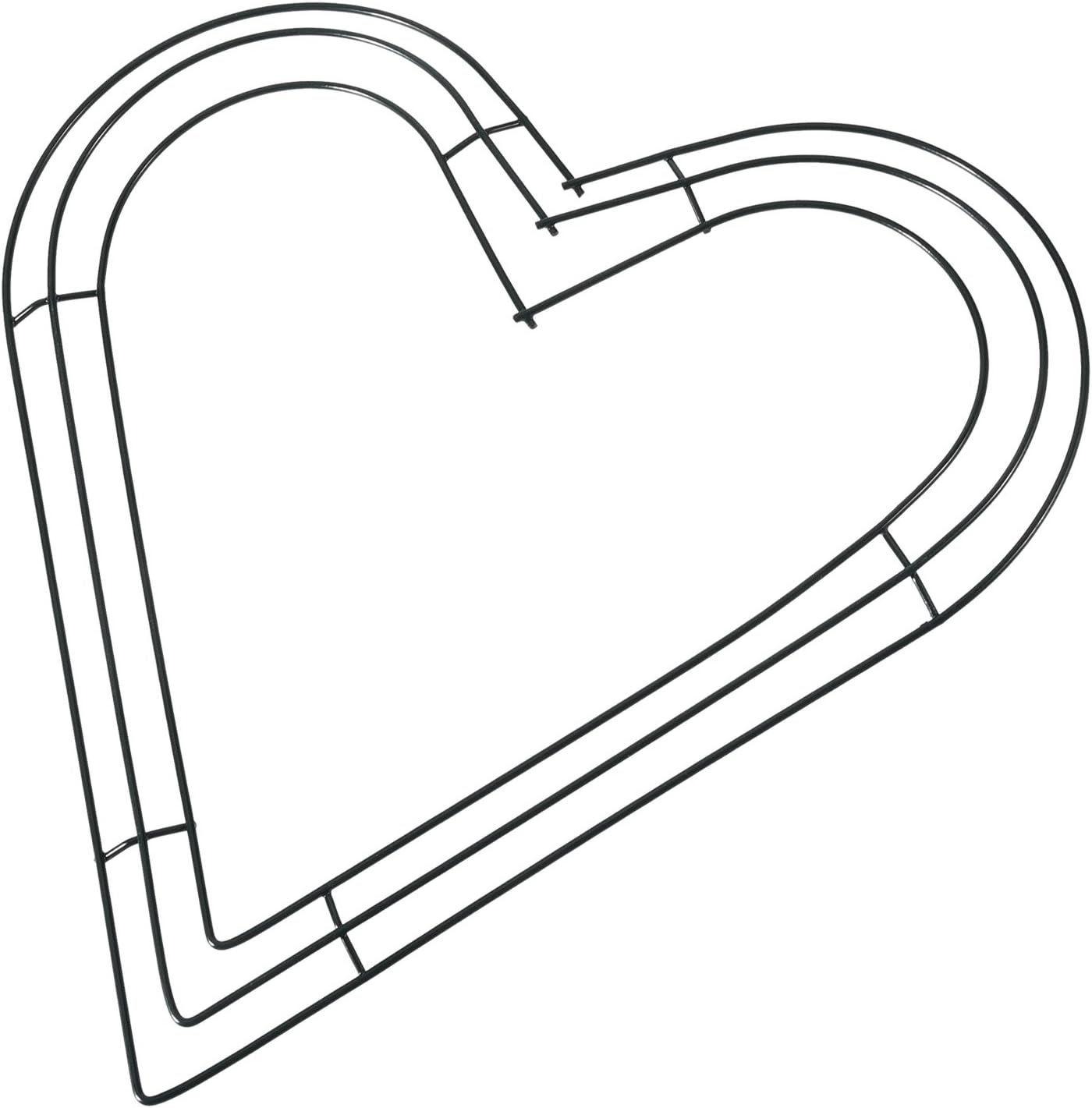 Pack of 2 Heart Shaped Wire Wreath Frames 12 Inches Dark Green Metal