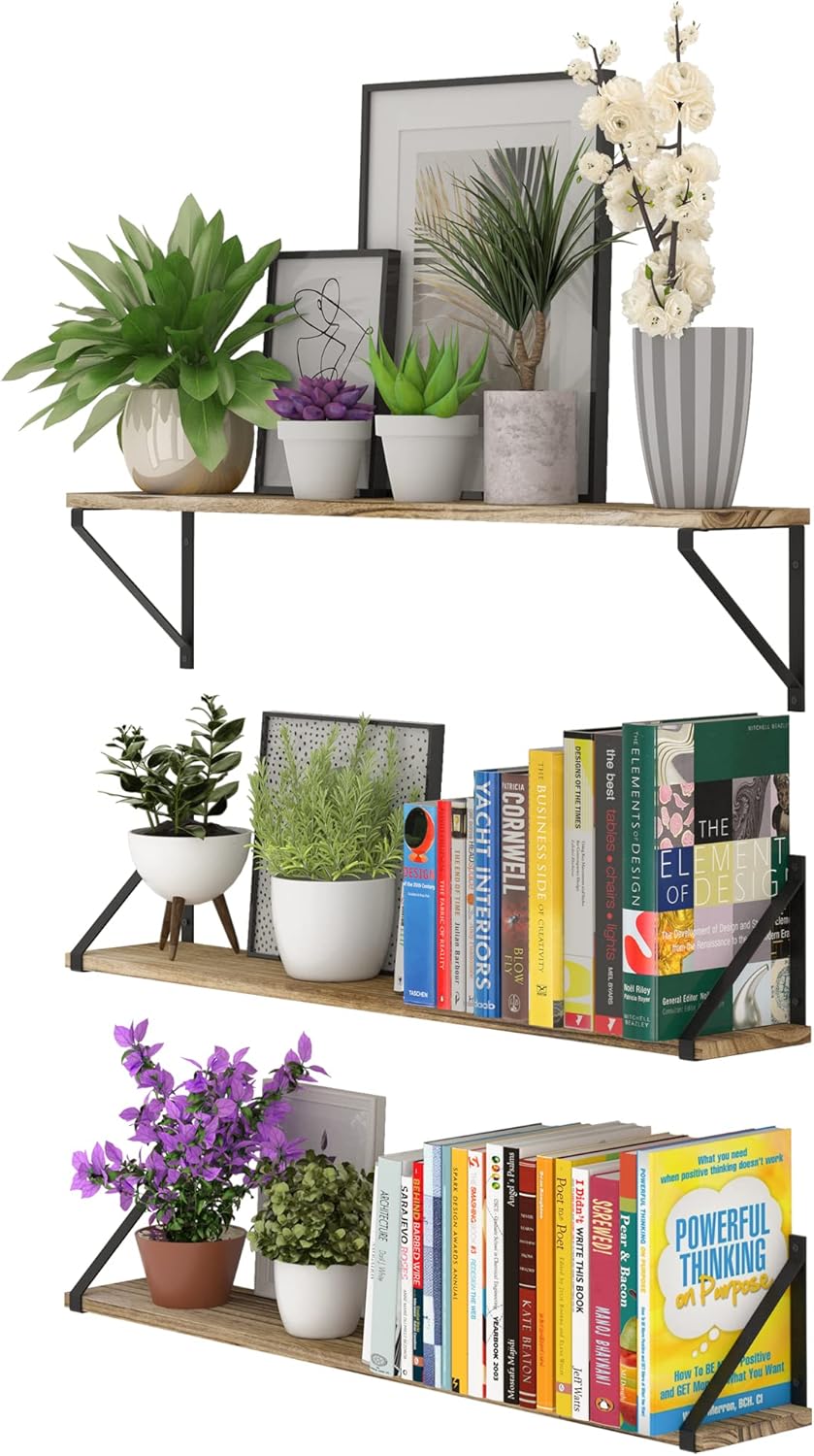 Wallniture Bora 36 Inch Floating Bookshelf Set of 3