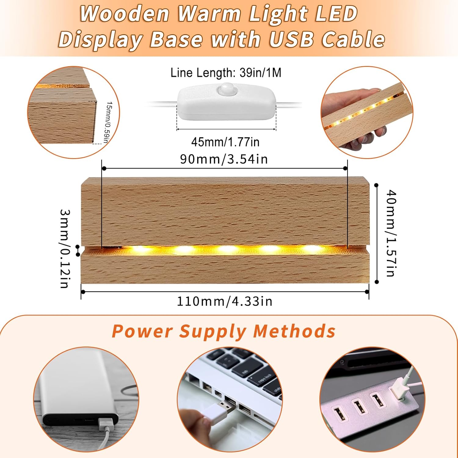 4Pcs Rectangle LED Light Display Pedestals with ONOFF Switch