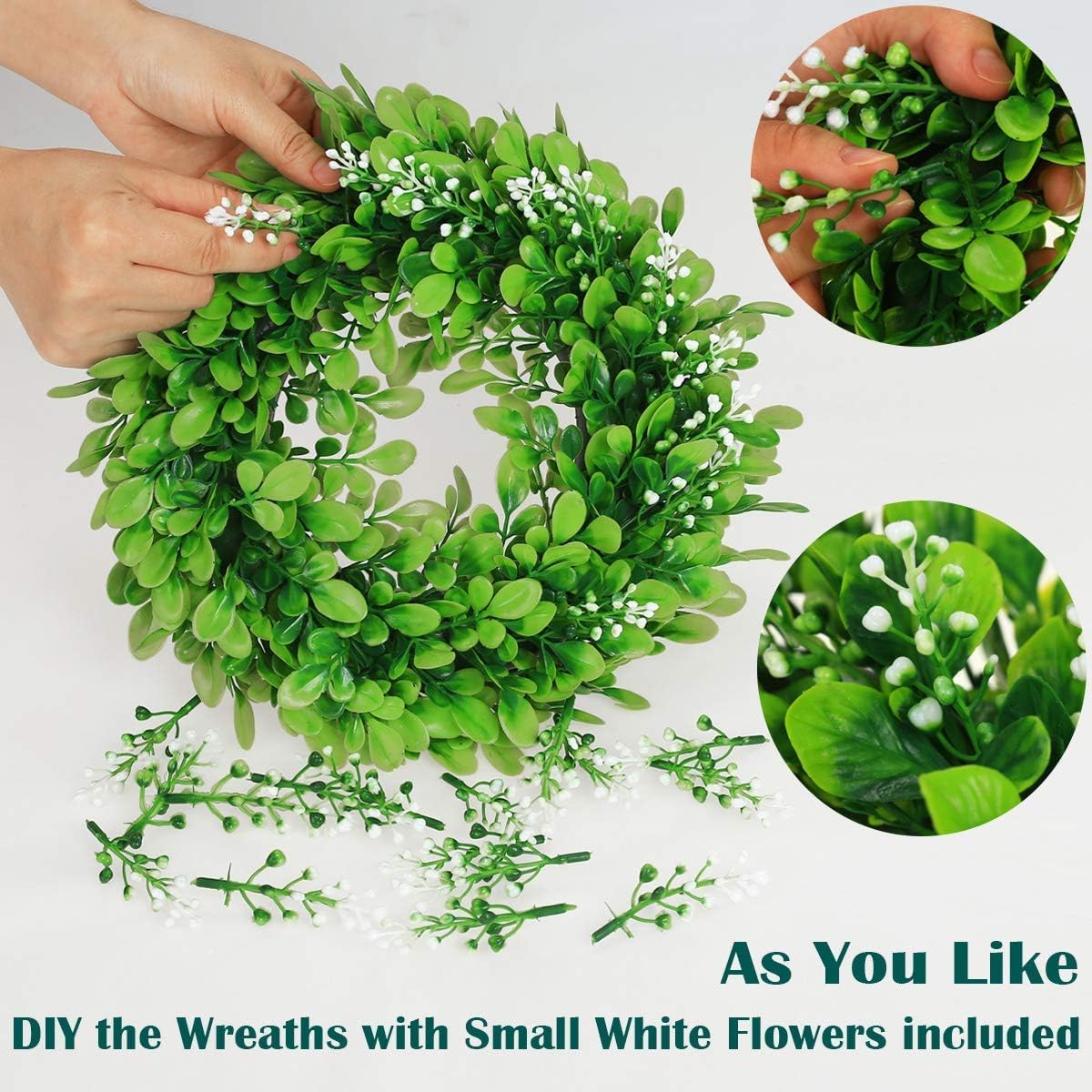 4 Pack Artificial Boxwood Wreaths 12 Inches