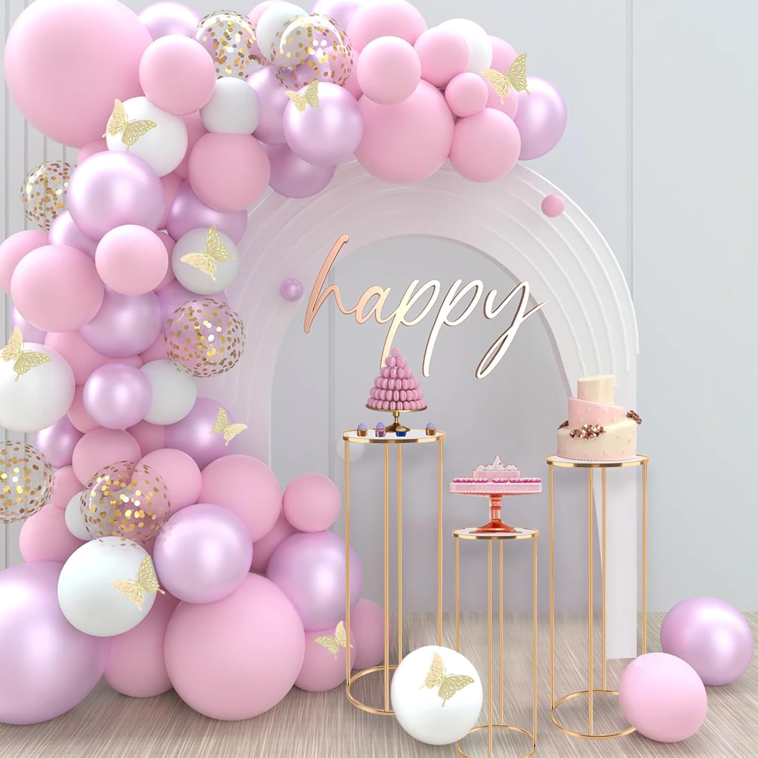 3pcs Cylinder Pedestal Stand Rose Gold