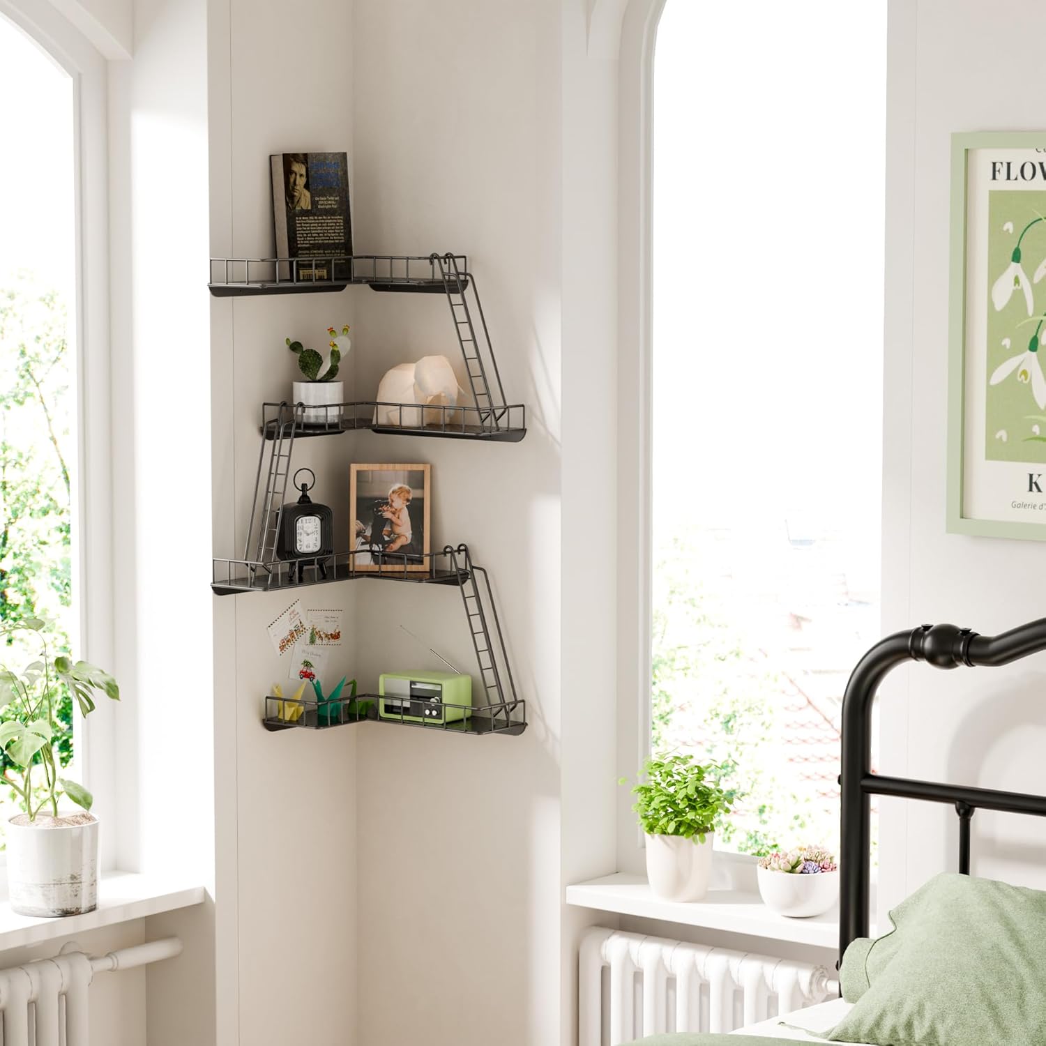 Fire Escape Wall Shelf 4-Tier Modern City Style Black