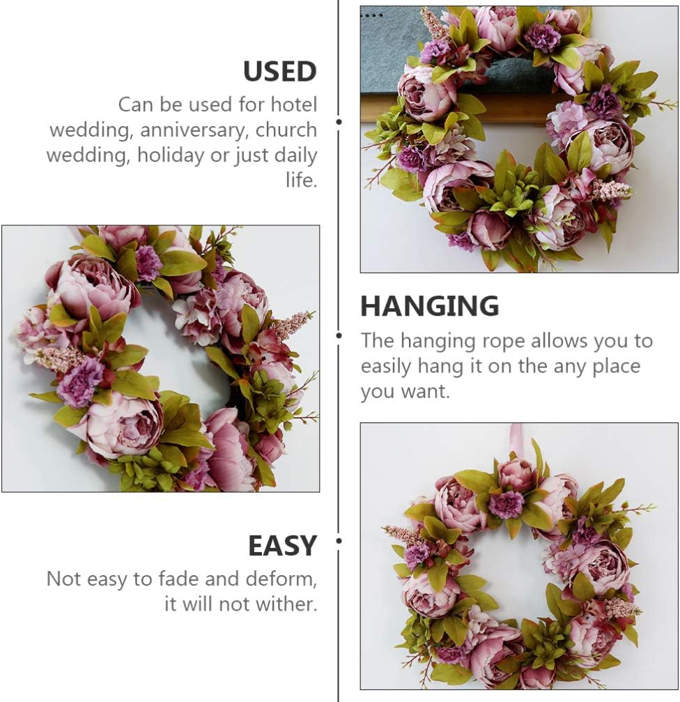 NUOBESTY Artificial Peony Wreath for Home Decor