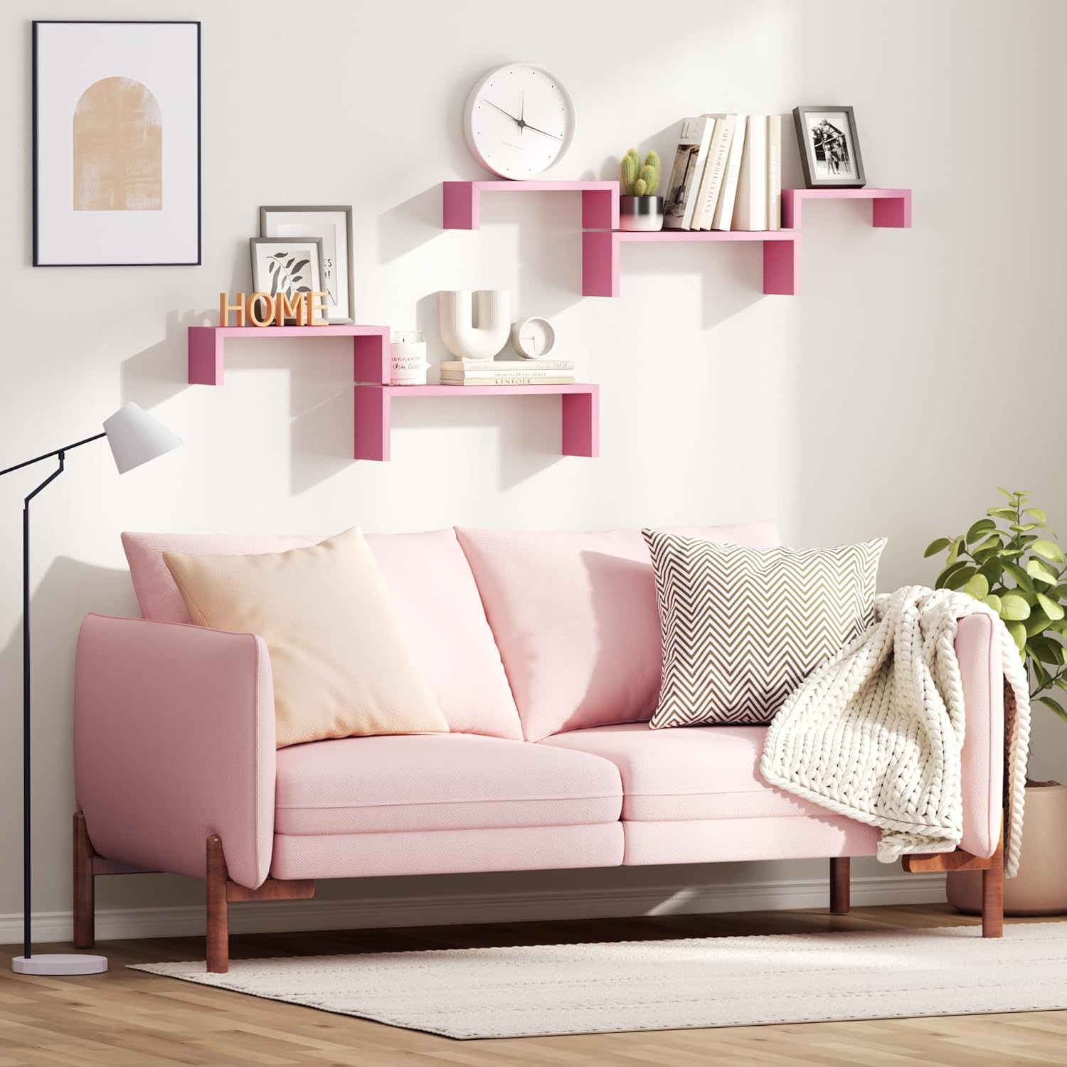 SRIWATANA Floating Shelves Set of 5 Pink