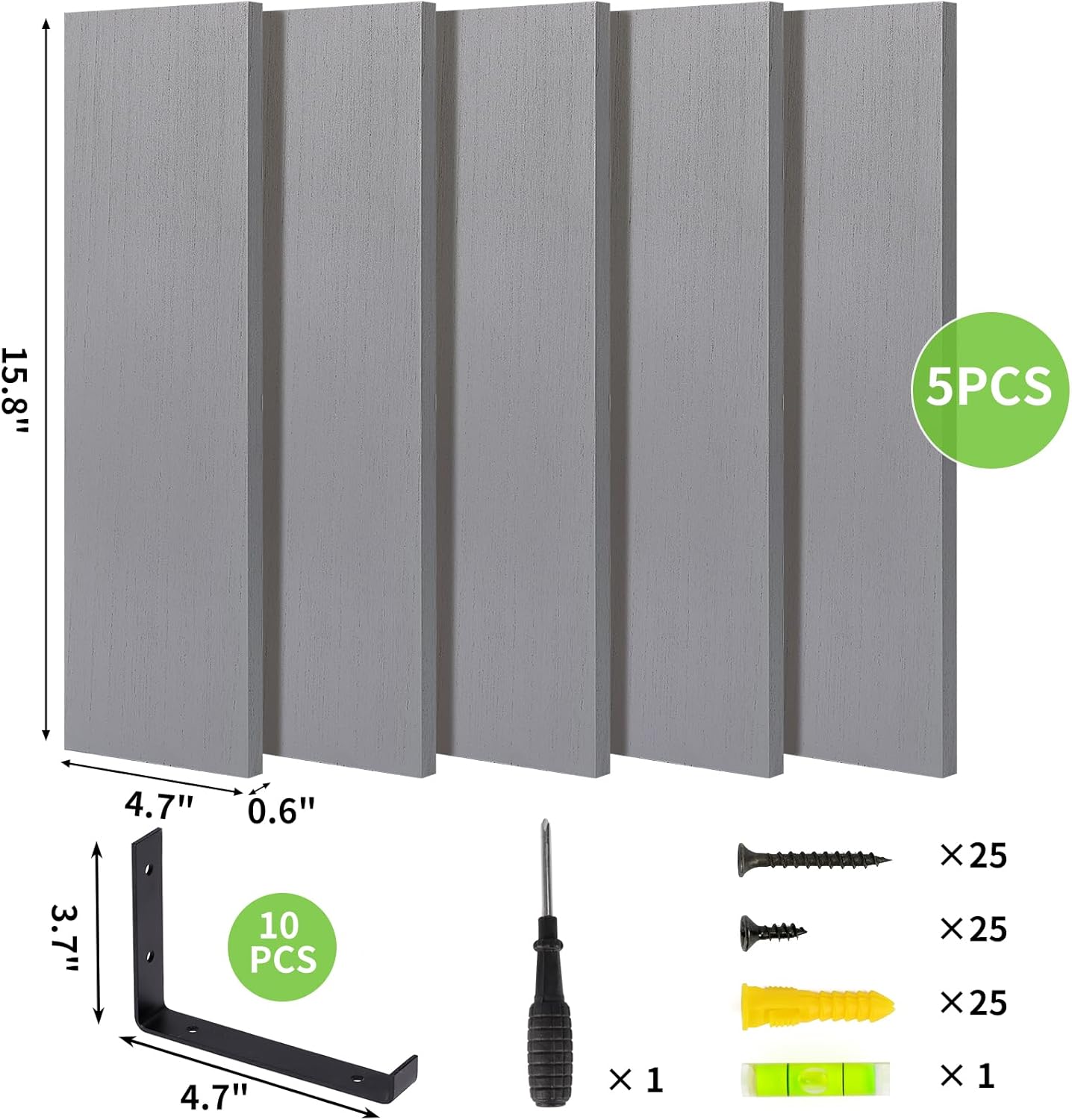 Fixwal Floating Shelves Set of 5 Grey