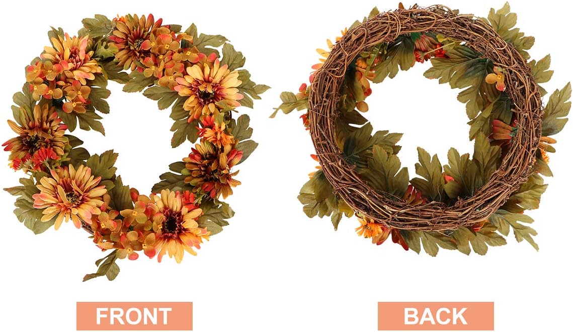 ABOOFAN Artificial Hydrangea Wreath for Halloween and Thanksgiving