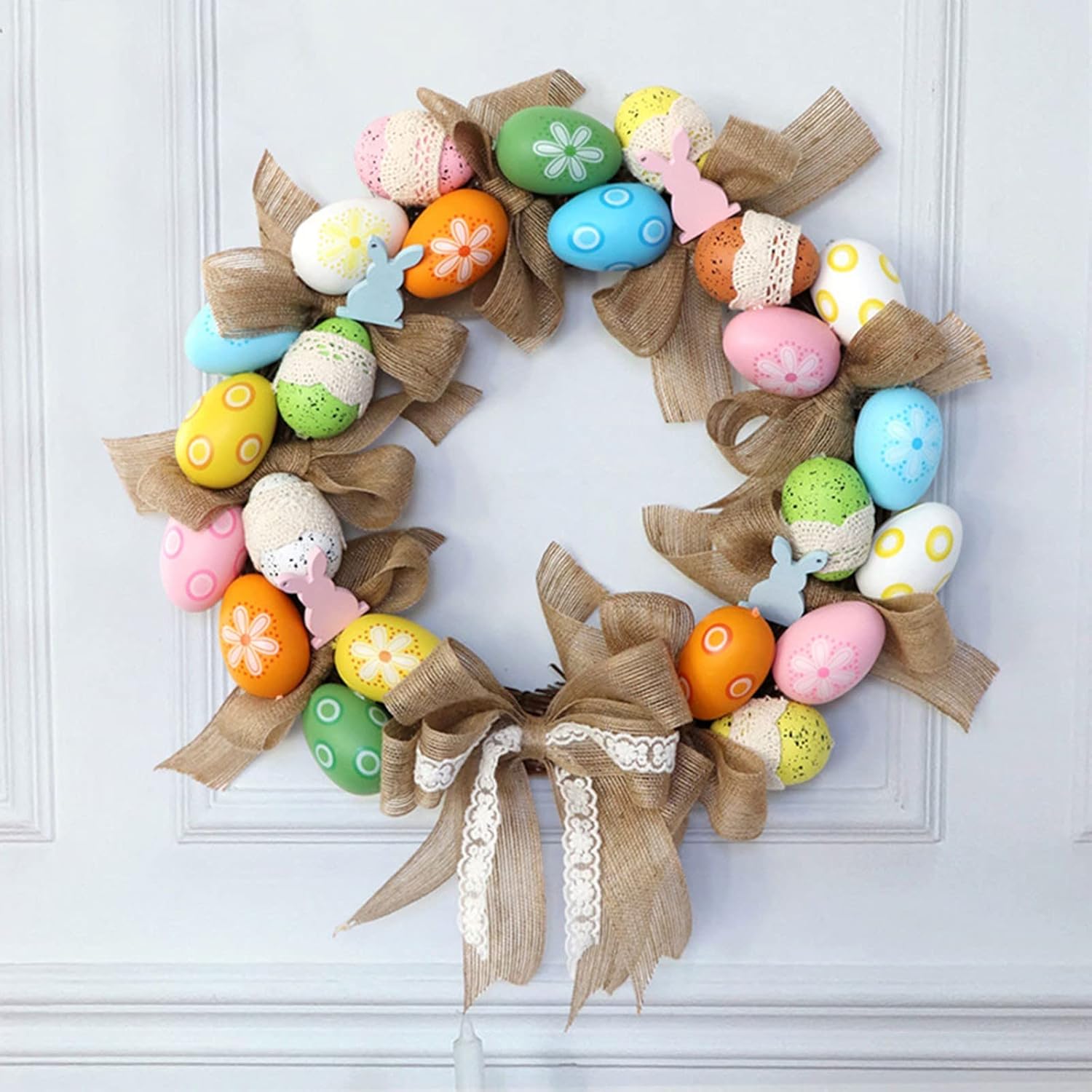 48 Inch Christmas Wreath with Easter Egg and Gnome Decorations