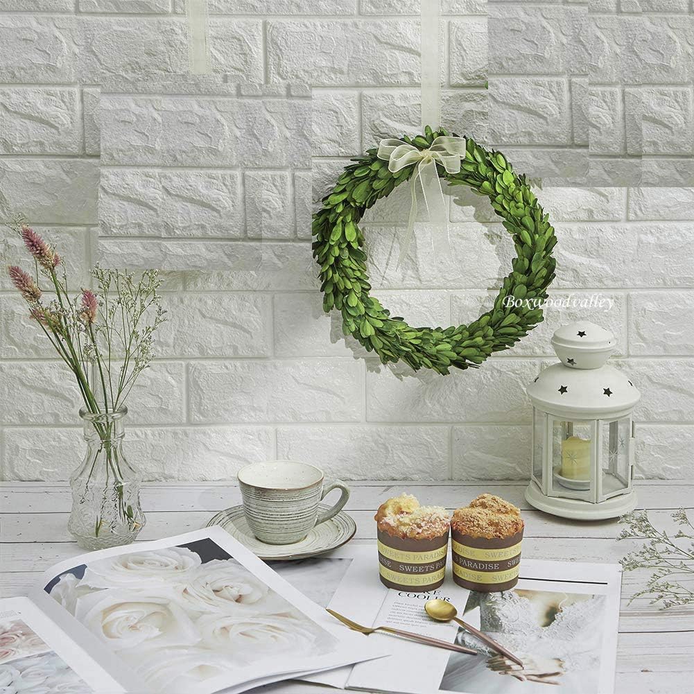 10 Mini Boxwood Wreath with Green Silk Ribbon for Home