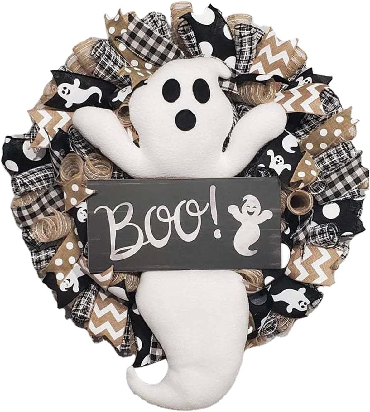 ZintaozT Halloween Ghost Wreath Front Door Decoration