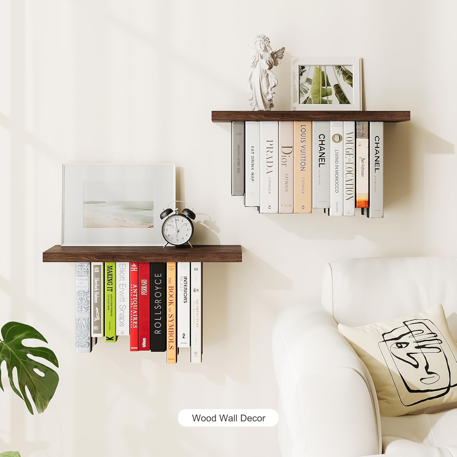 BUTUNITA Floating Bookshelves Rustic Wood 2 Pack