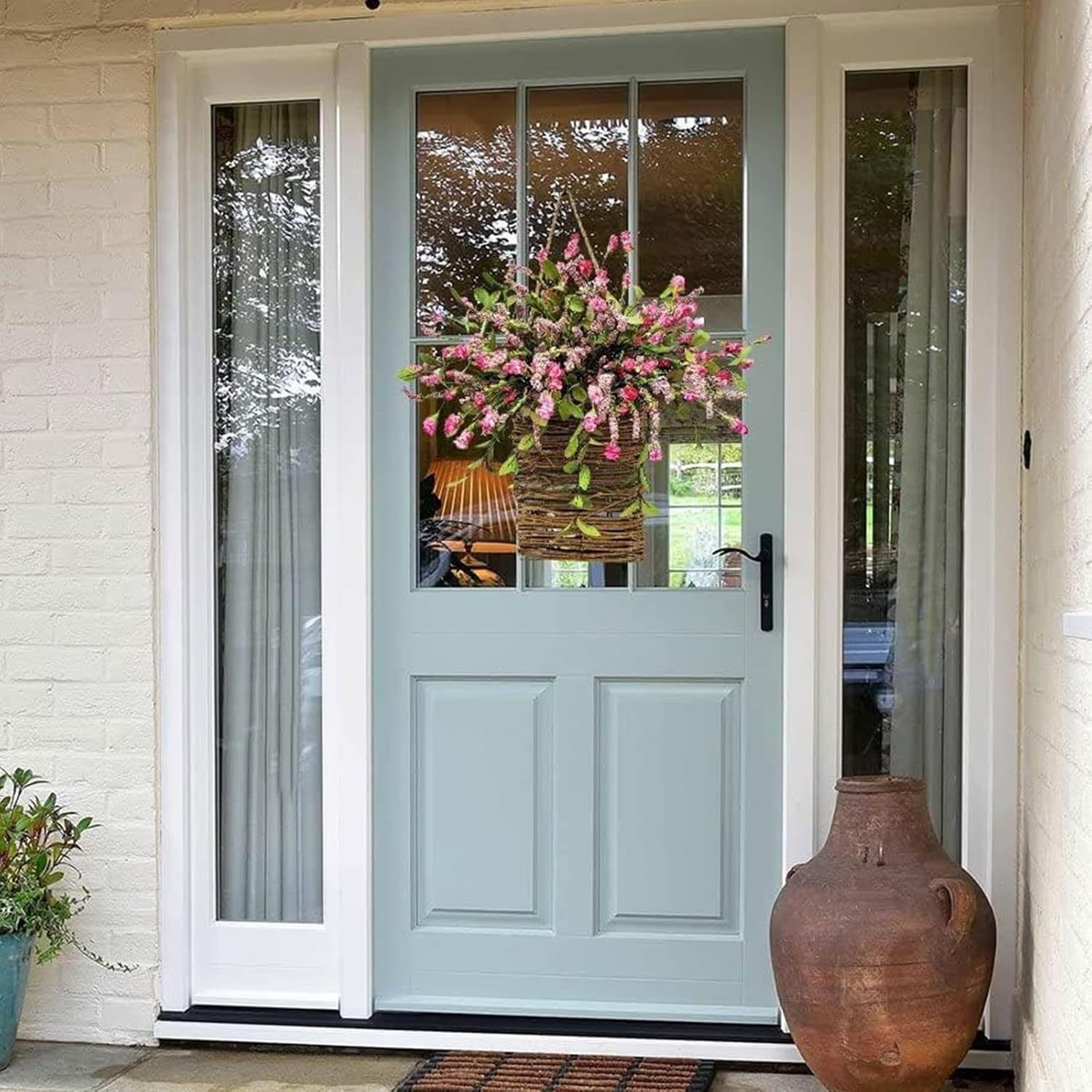 Hydrangea Door Hanging Basket Wreath Yellow