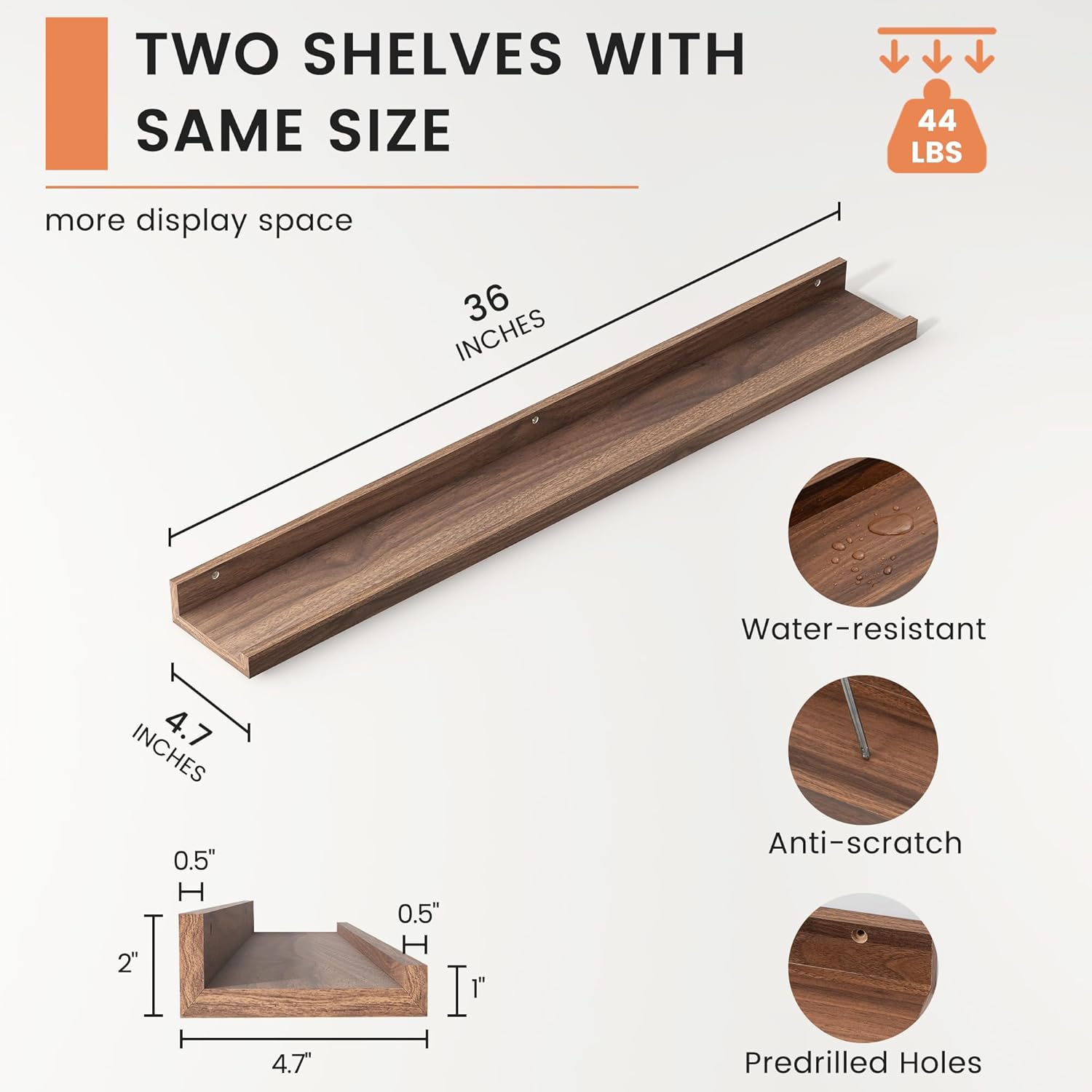 FLYJOE Floating Shelves Set of 2 36 Inches