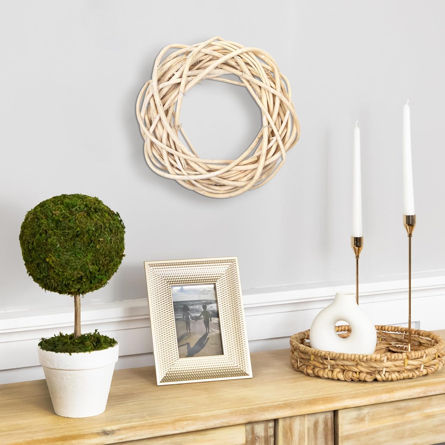Northlight 12 Inch White Peeled Weeping Willow Artificial Spring Wreath