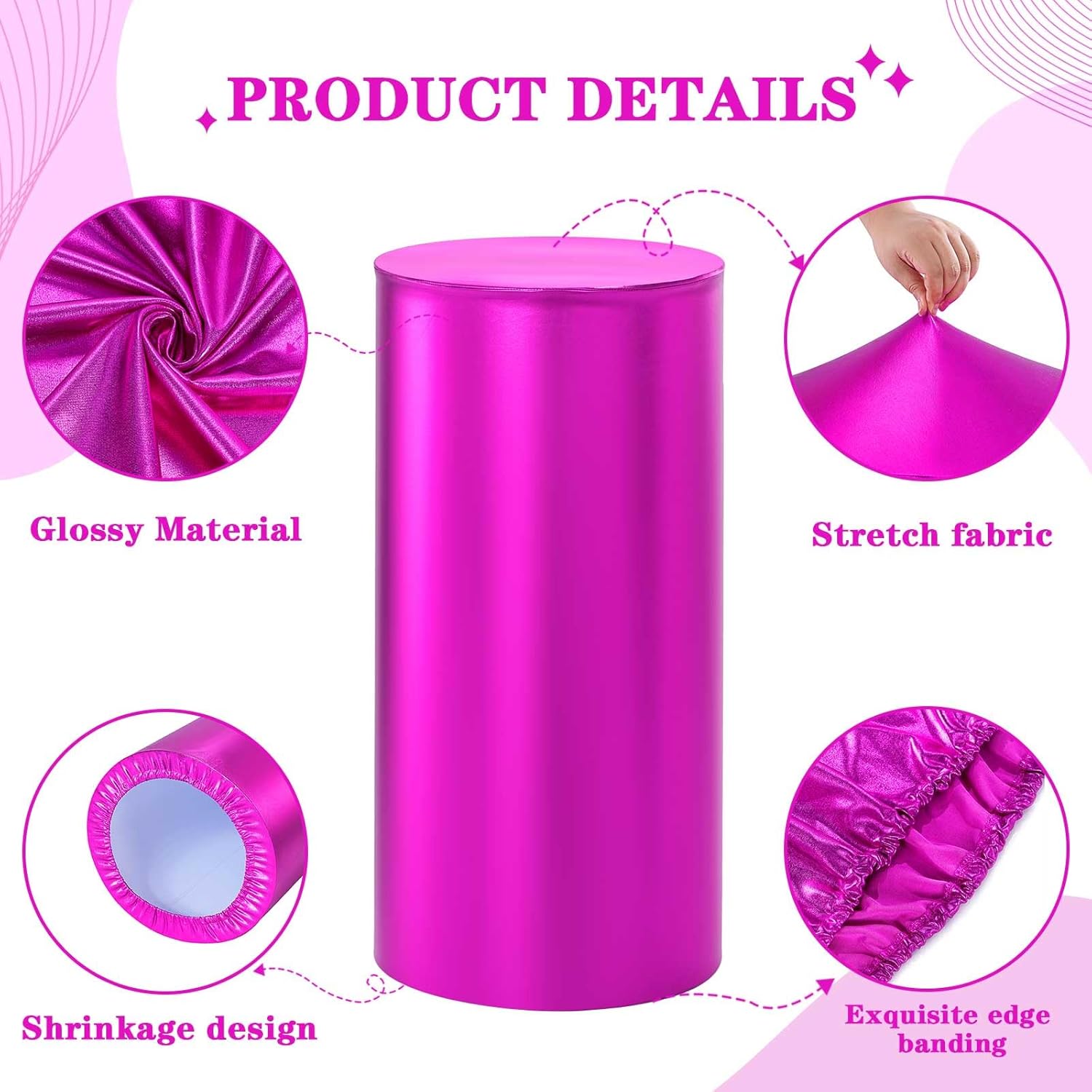 Fuchsia Party Cylinder Pedestal Stand Covers Set of 3