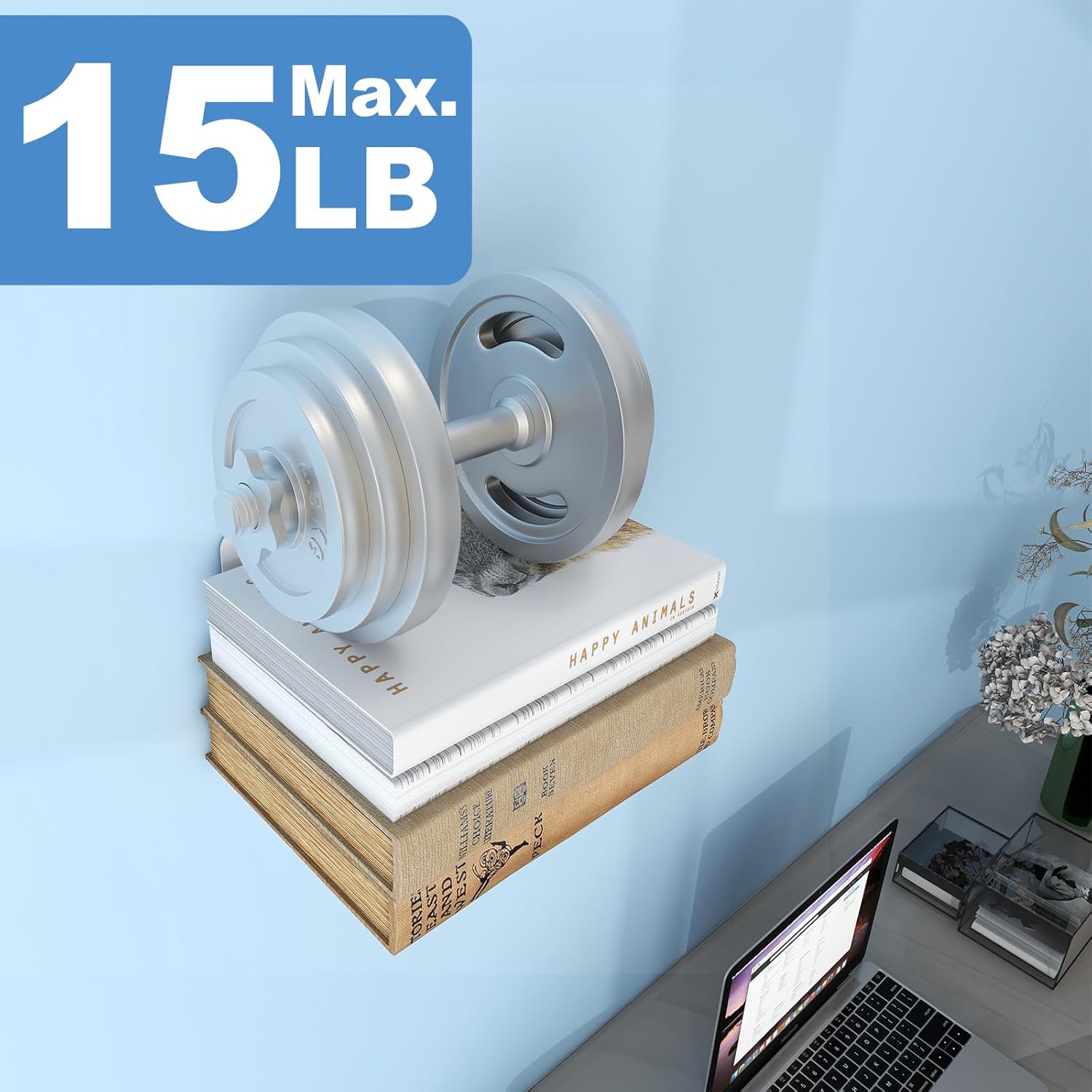 Fentec Invisible Floating Bookshelf 4-Pack White
