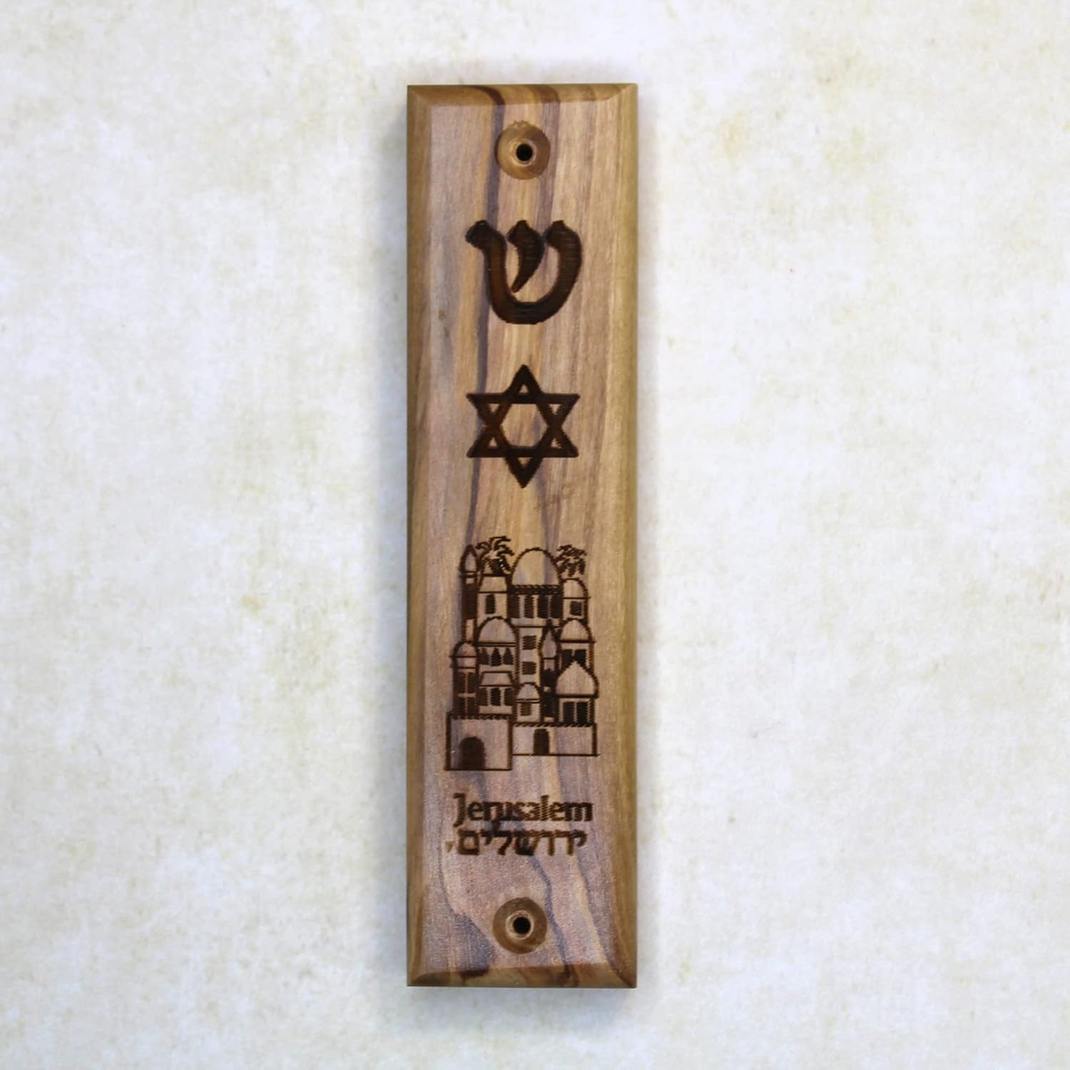 Olive Wood Mezuzah Case From Jerusalem
