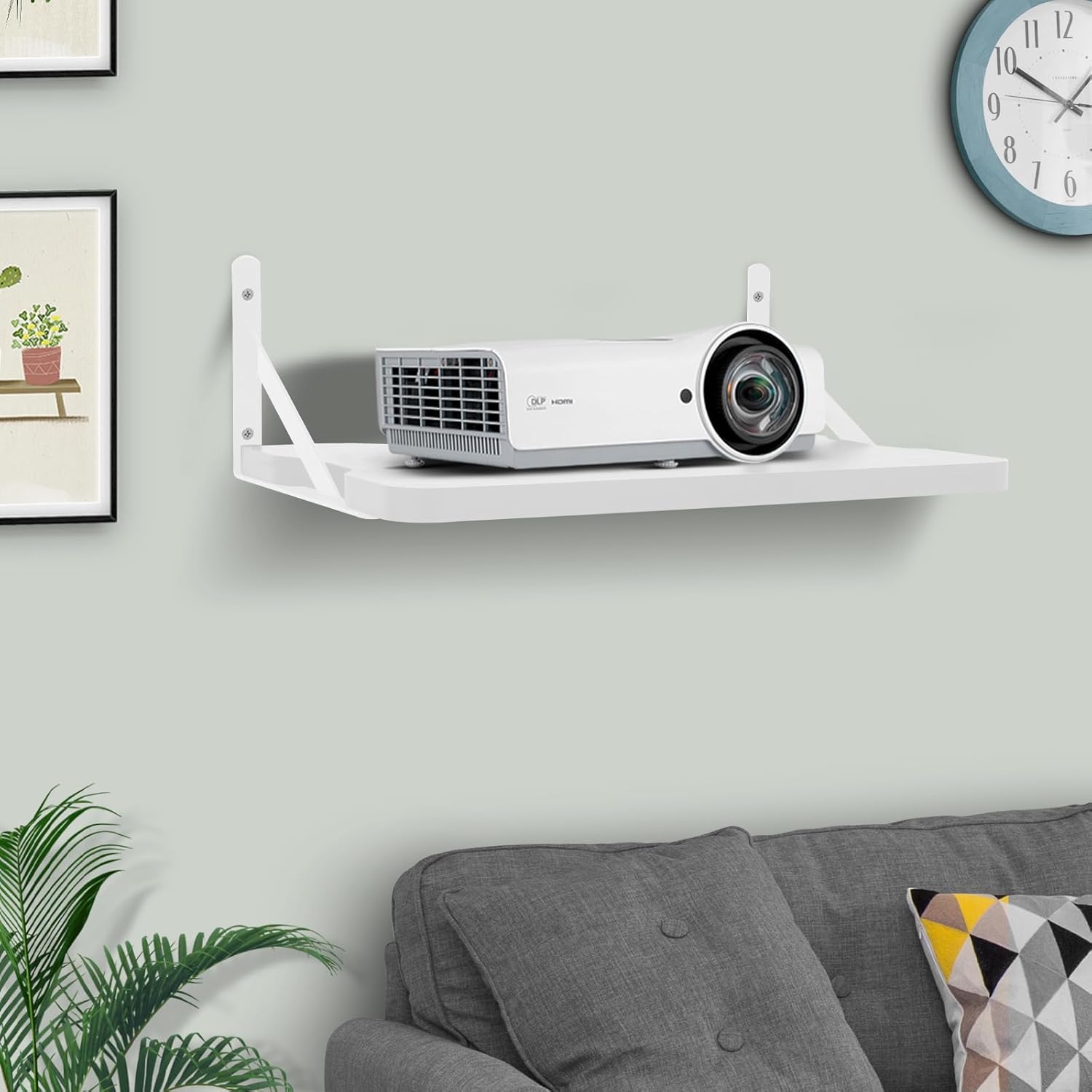 White Small Mini Projector Shelf Floating Mount