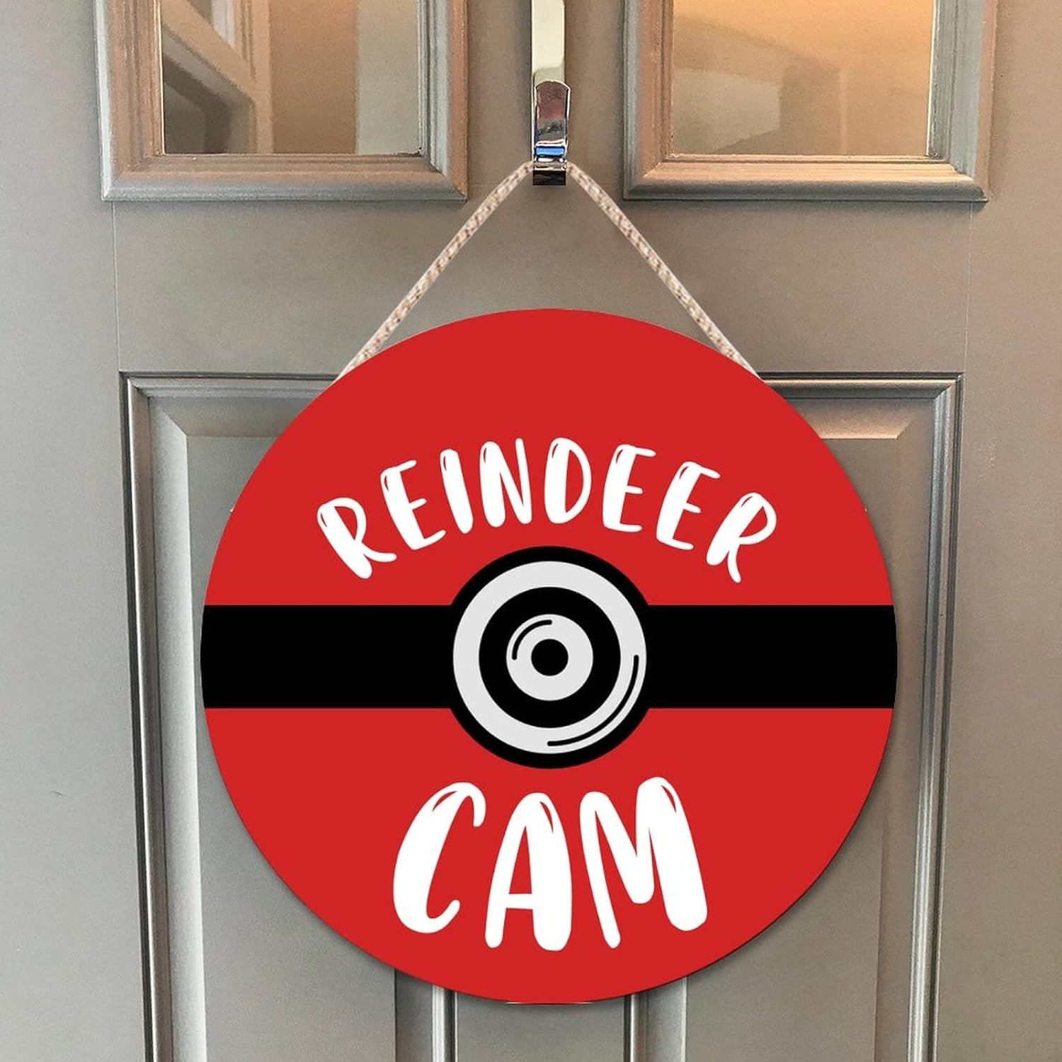 Farmhouse Door Hanger Funny Elf Surveillance Wood Sign 10x10in 1