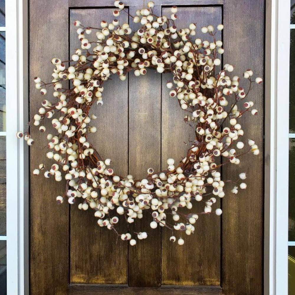 157 Inch Christmas White Berry Wreath Door Hanging