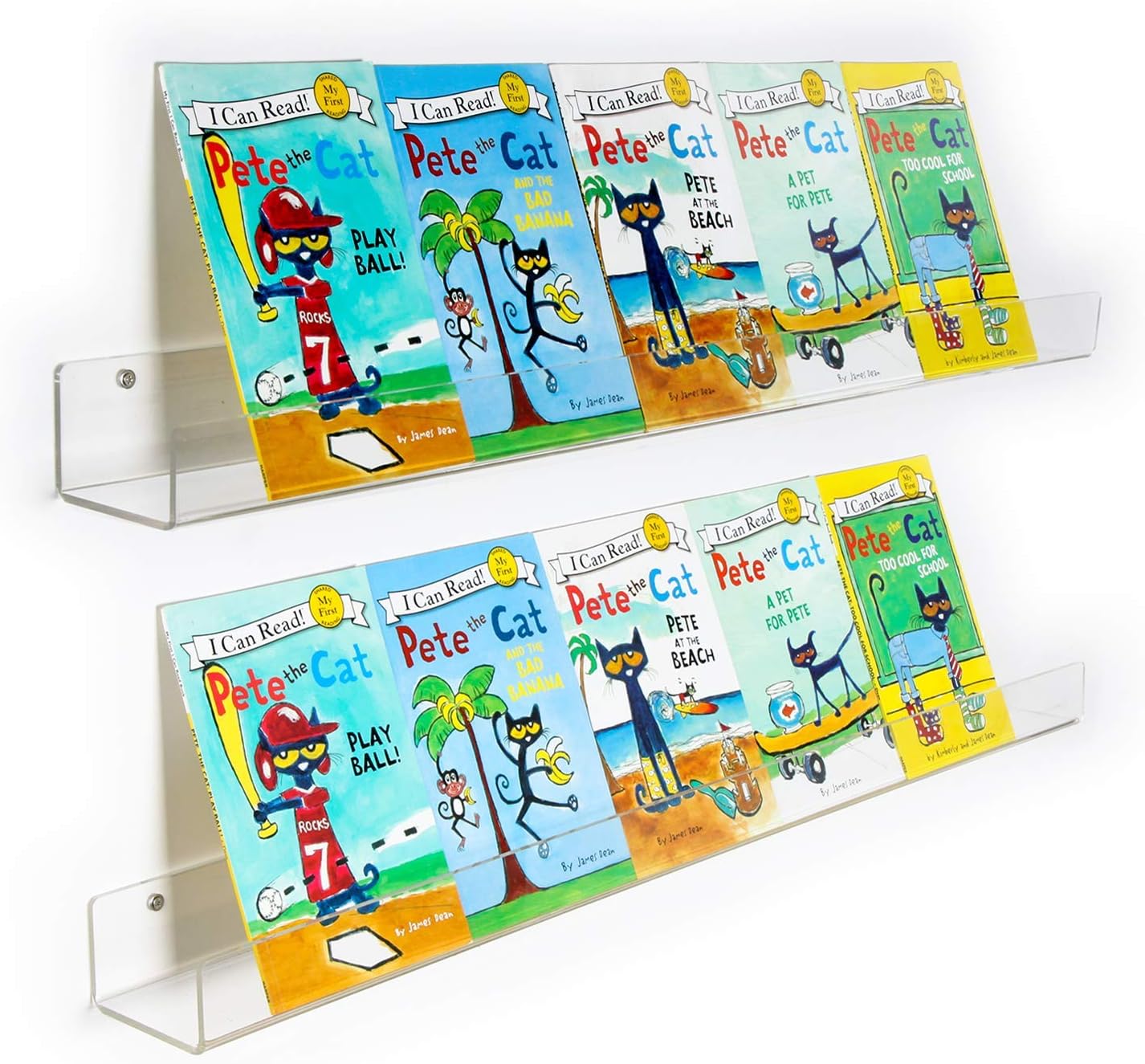 NIUBEE 36-Inch Acrylic Floating Bookshelves 2-Pack
