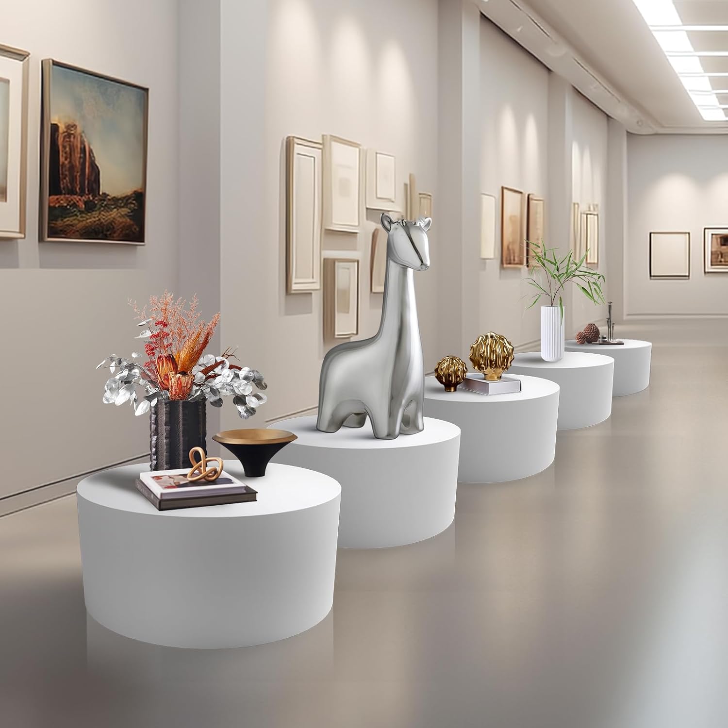 Round Mannequin Display Pedestal Stand White 197x118in
