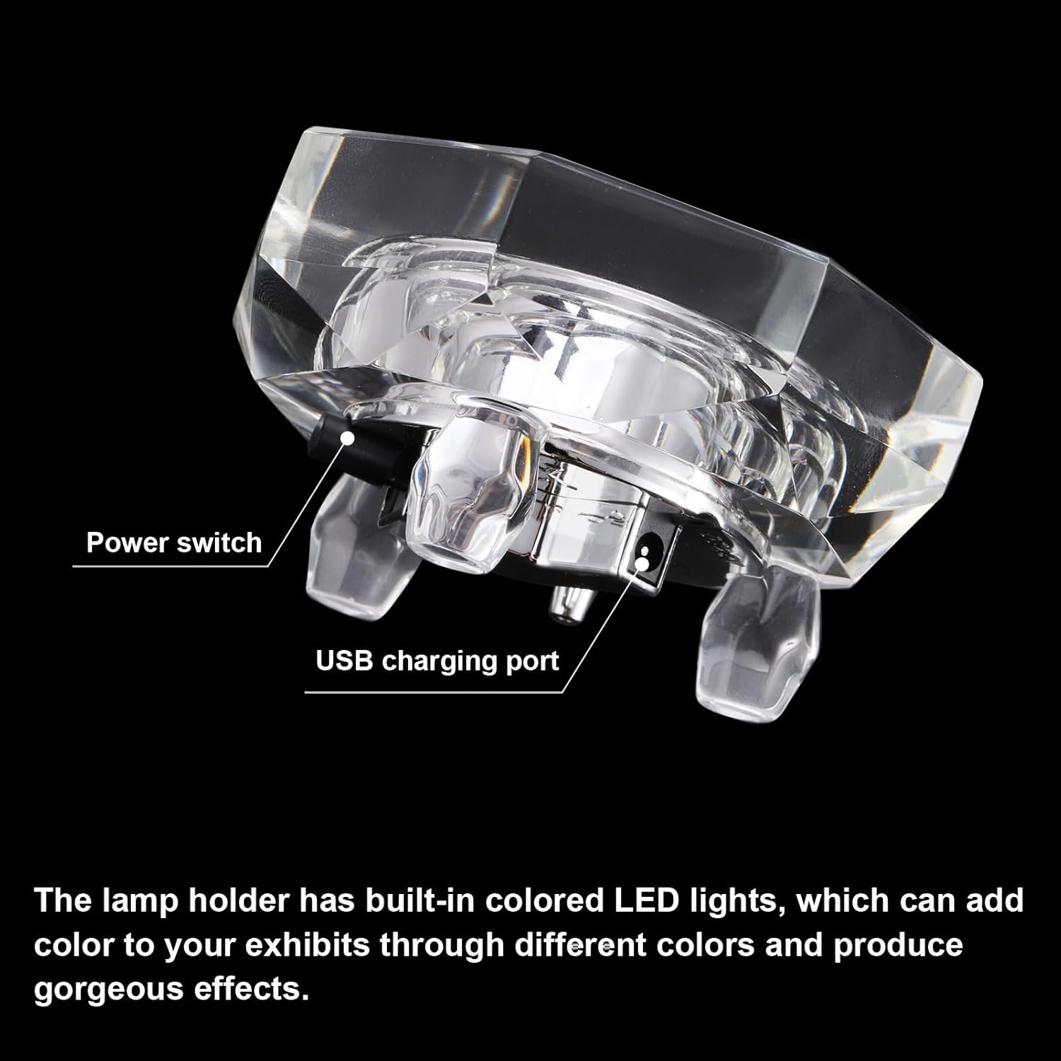 PATIKIL Crystal LED Light Base Stand 2 Pack