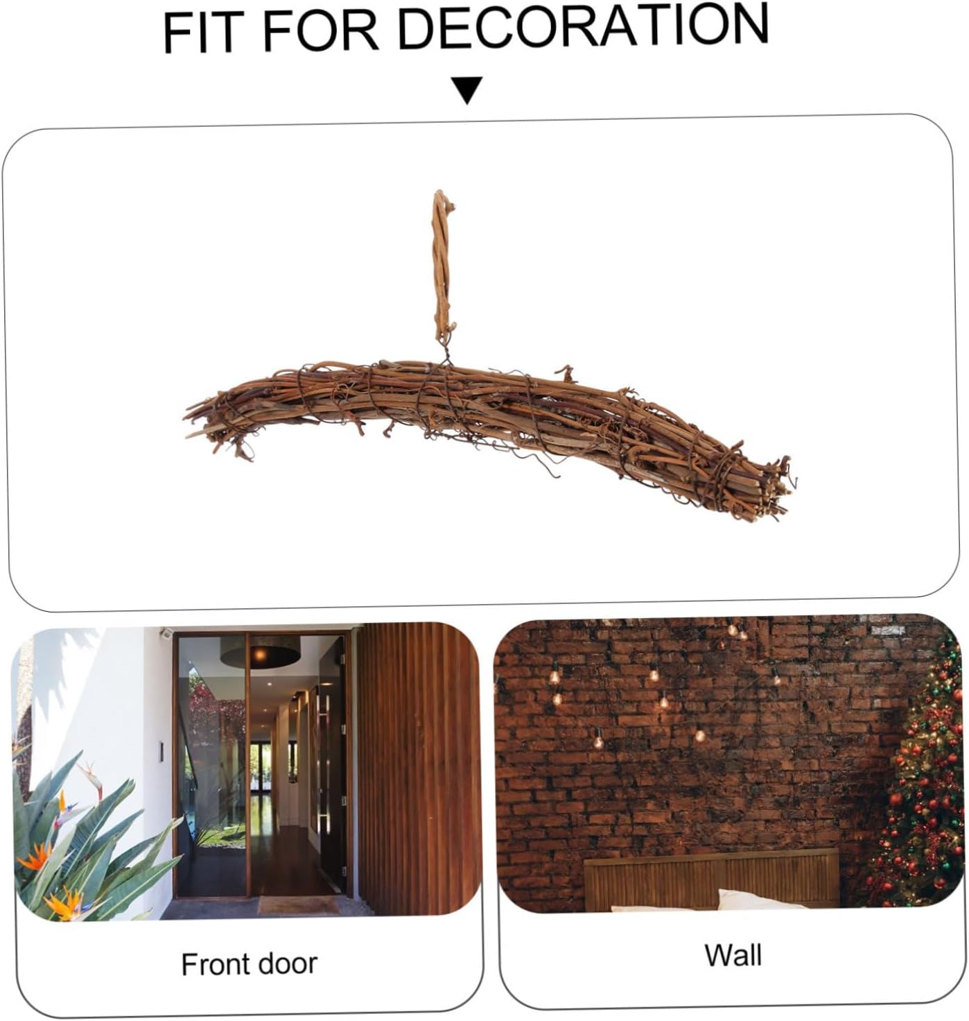 Sosoport Rattan Wreath Hanger Front Door Decor