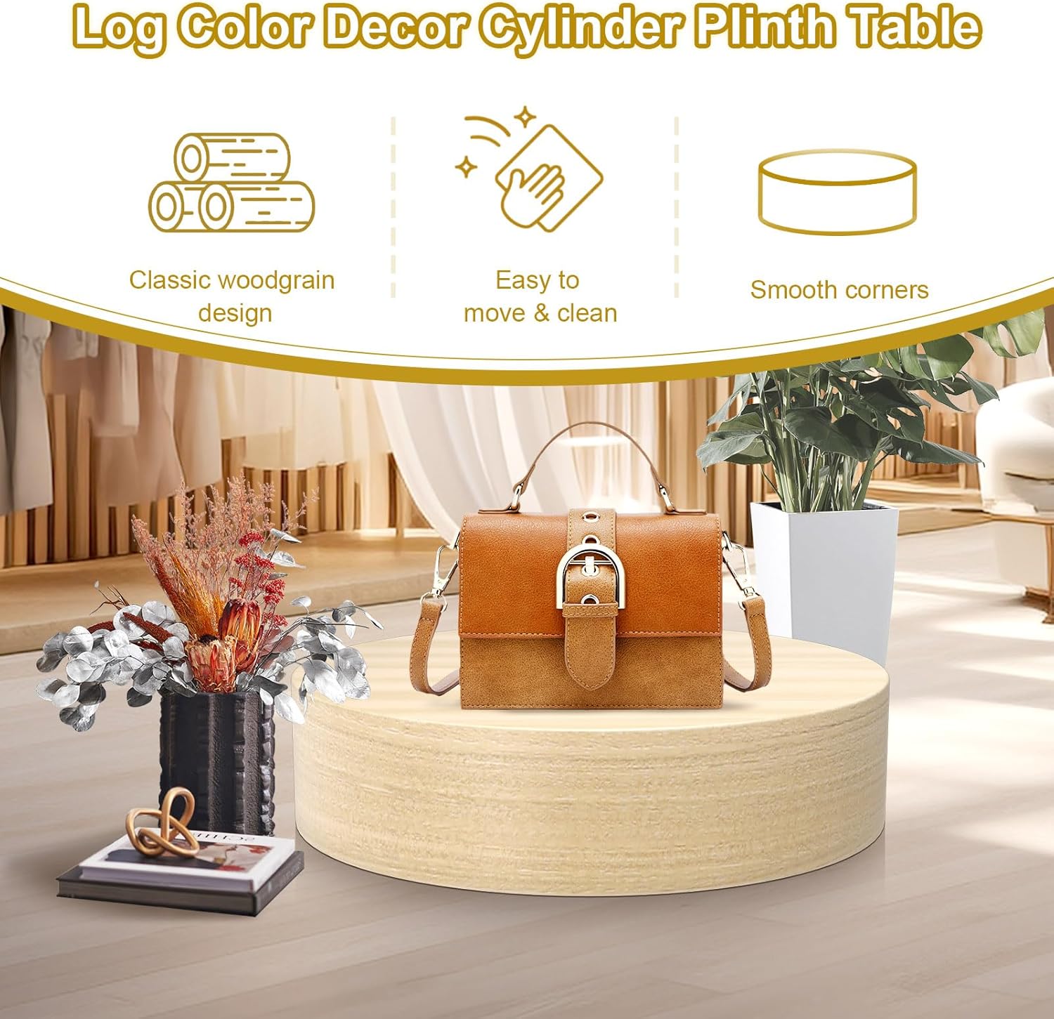 Round Mannequin Display Pedestal Stand with Wood Color