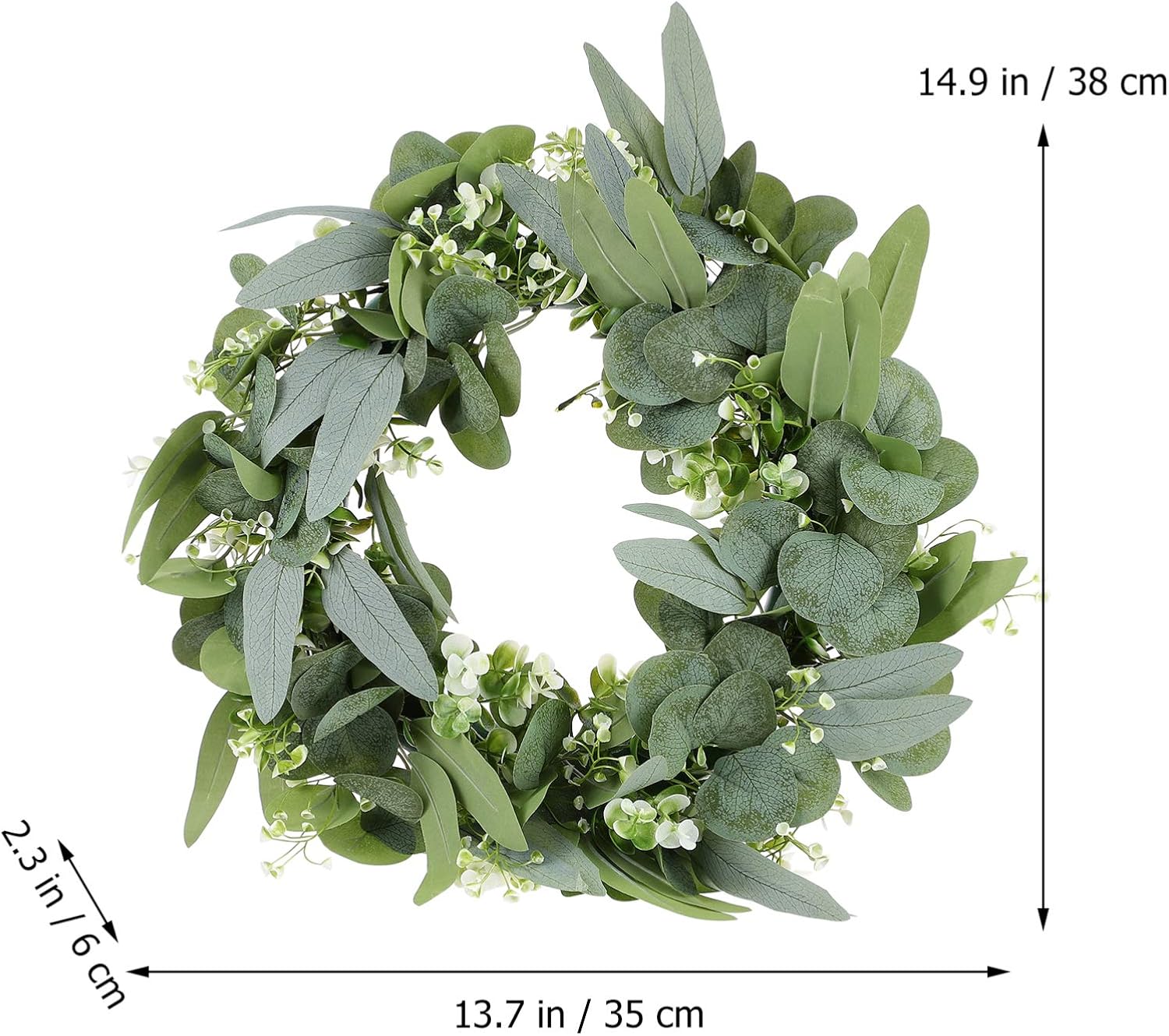 PRETYZOOM Eucalyptus Wreath Real Look Fake Flower Door Garland