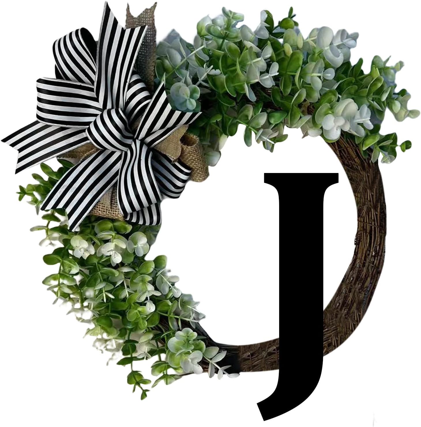Cakina Wreath for Front Door with Bow Welcome Sign