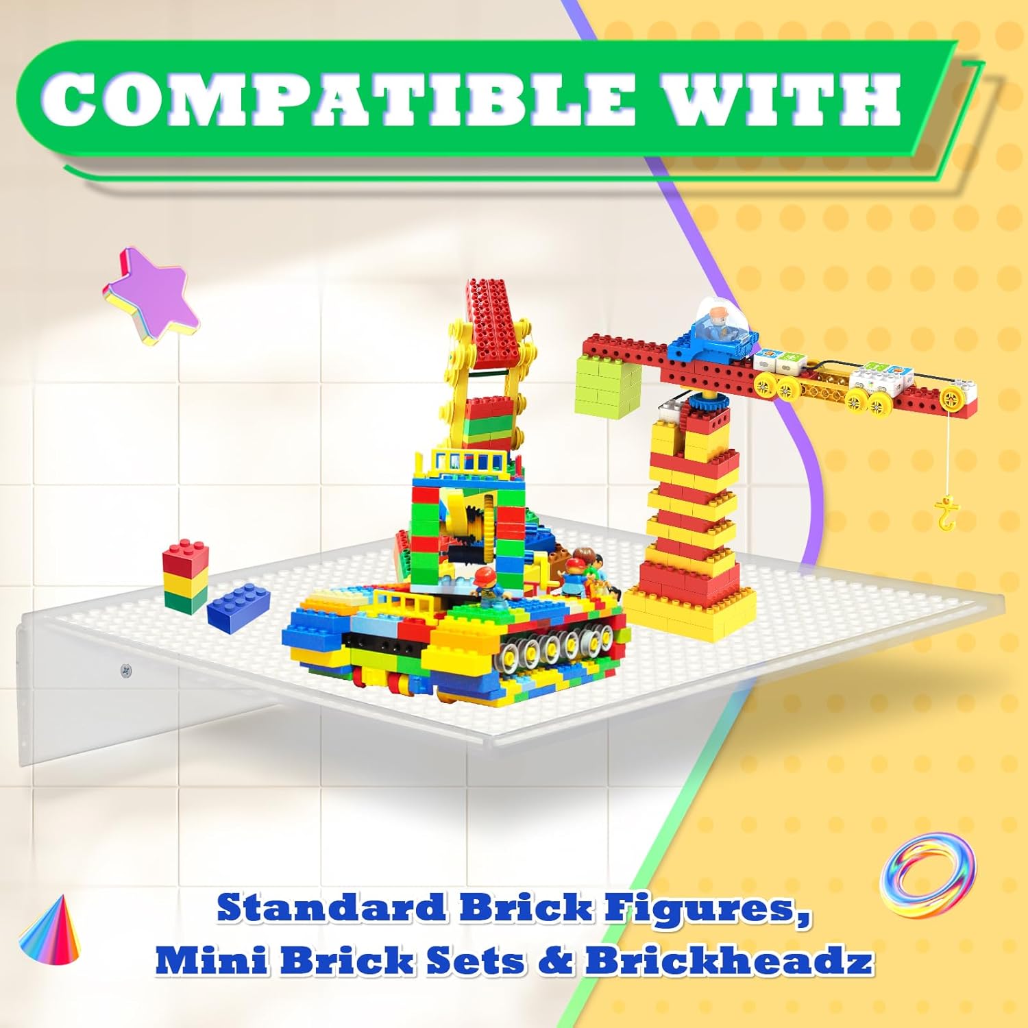 2 Pack Floating Shelves for Lego and Toy Blocks