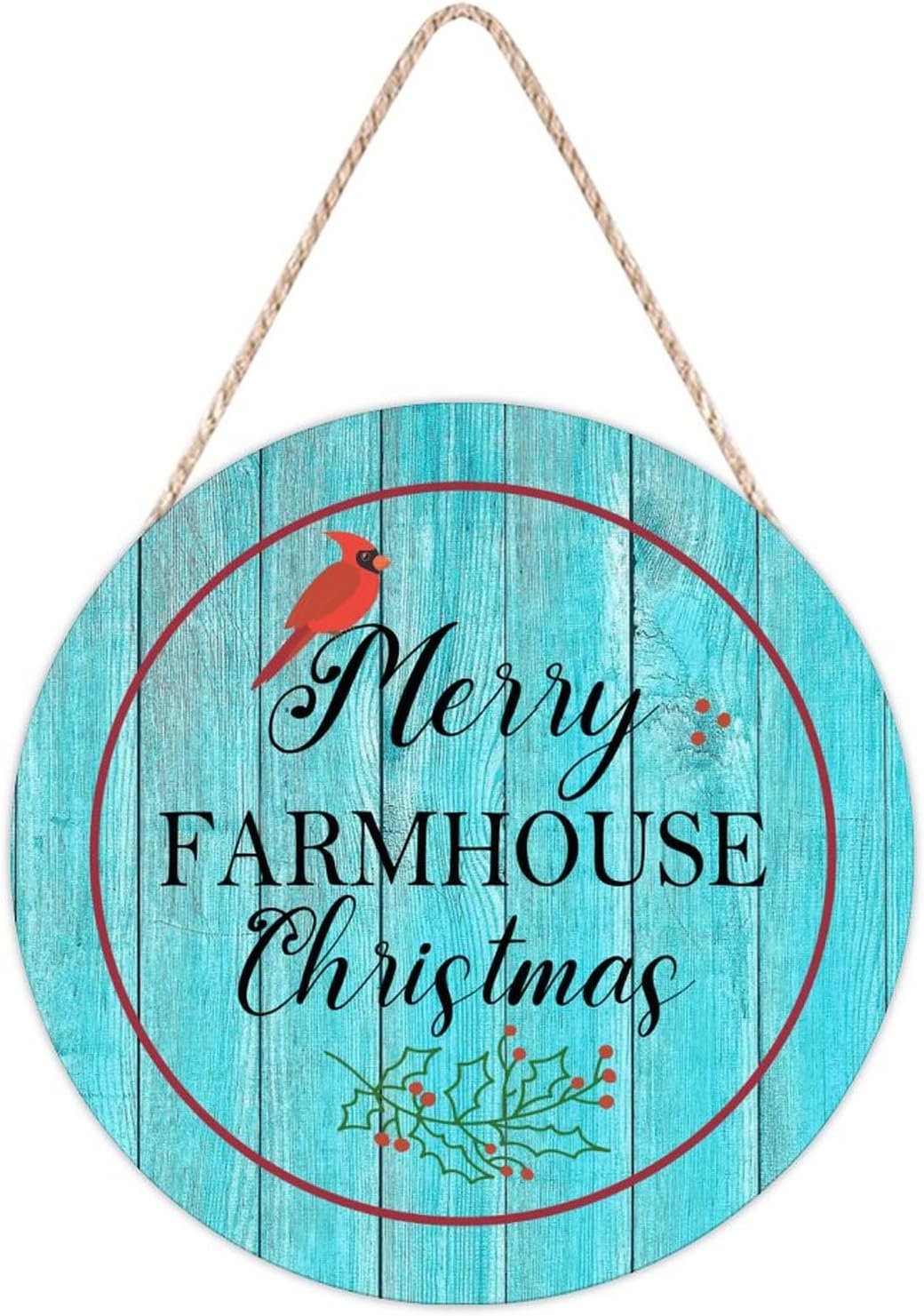 Farmhouse Door Hanger Red Bird Wreath 10x10in