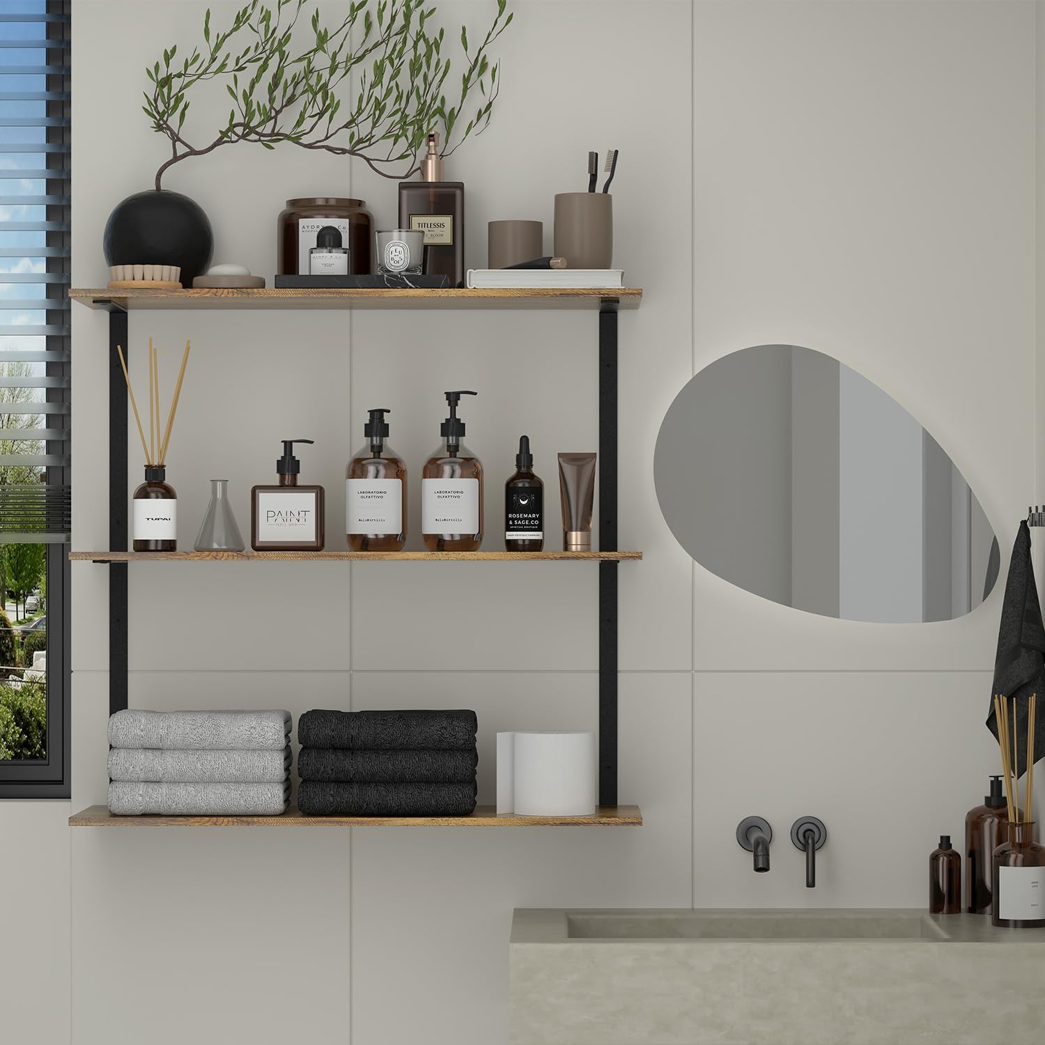 Floating Shelves for Wall 3 Tiers Kitchen Display Shelf