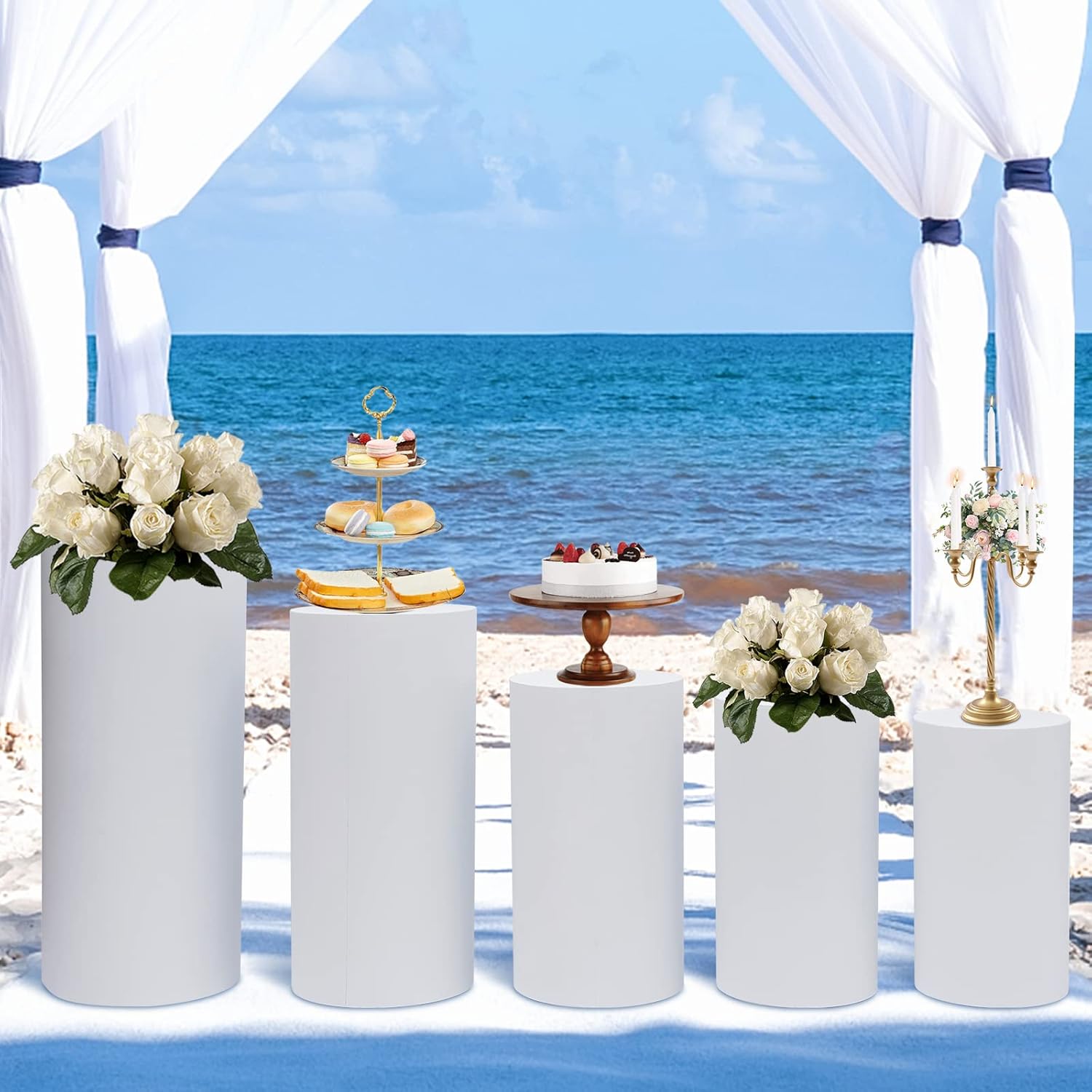 5Pcs Metal Cylinder Stands Wedding Decor Display