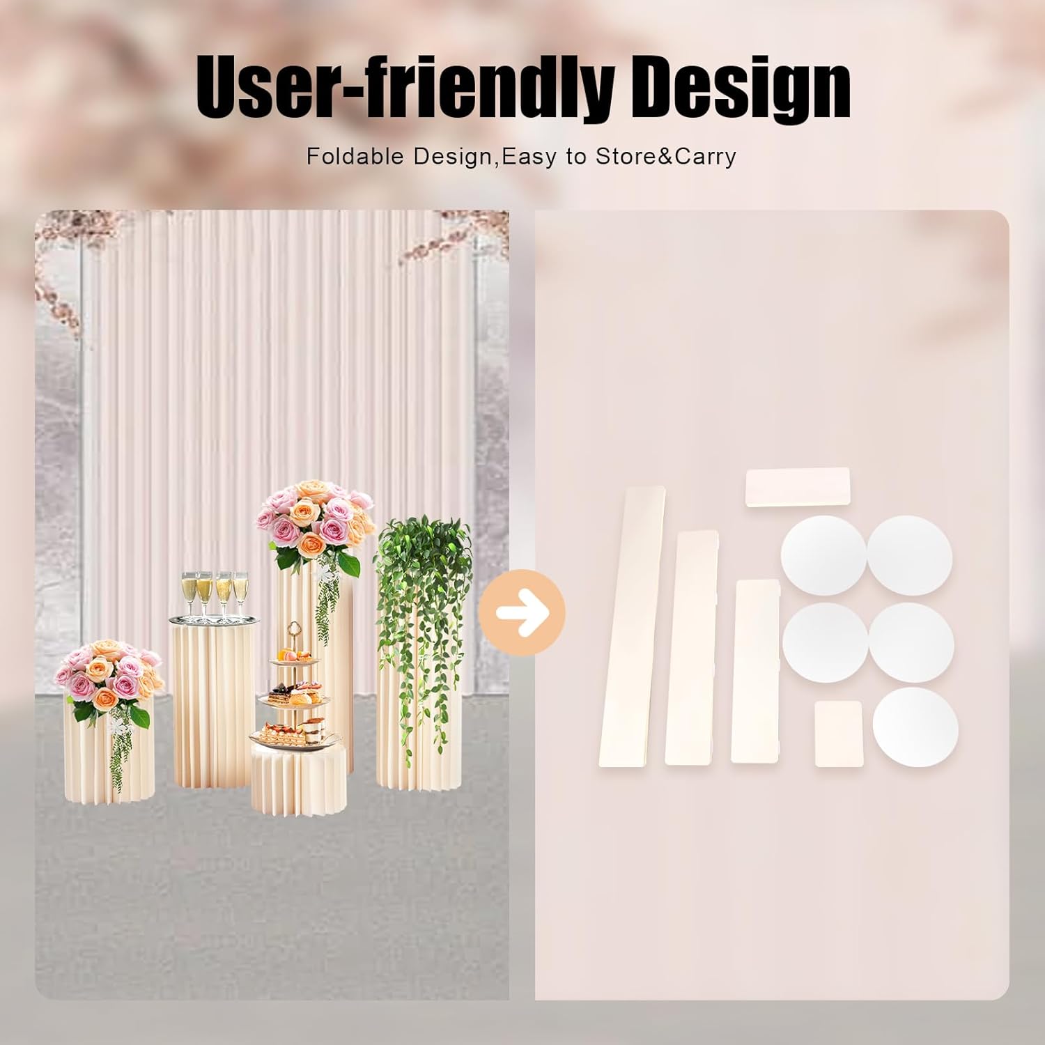DIY Accordion Cylinder Cardboard Folding Display Stands 5PCS