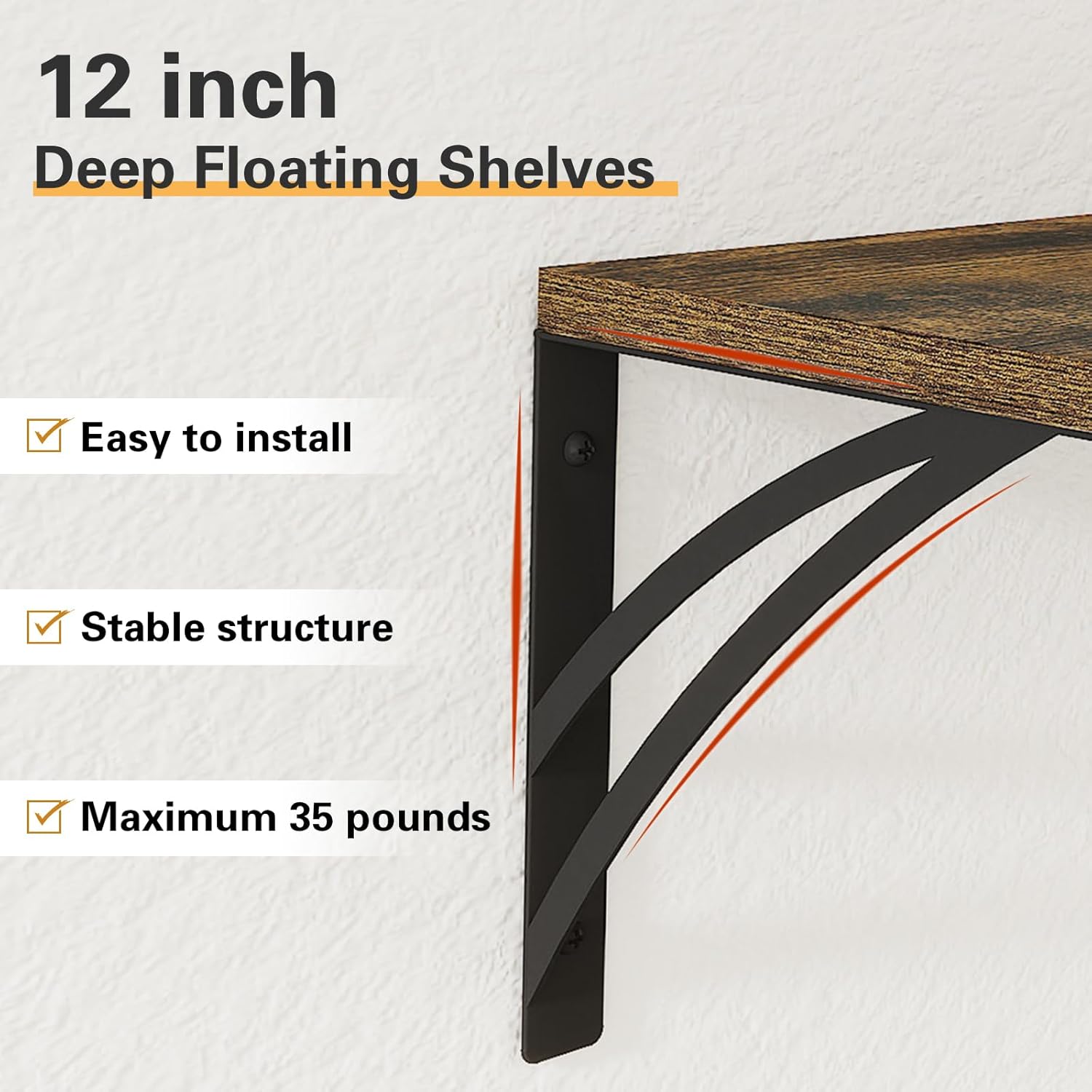 Deep Floating Shelves for Wall 12 Inch Deep Storage Shelves