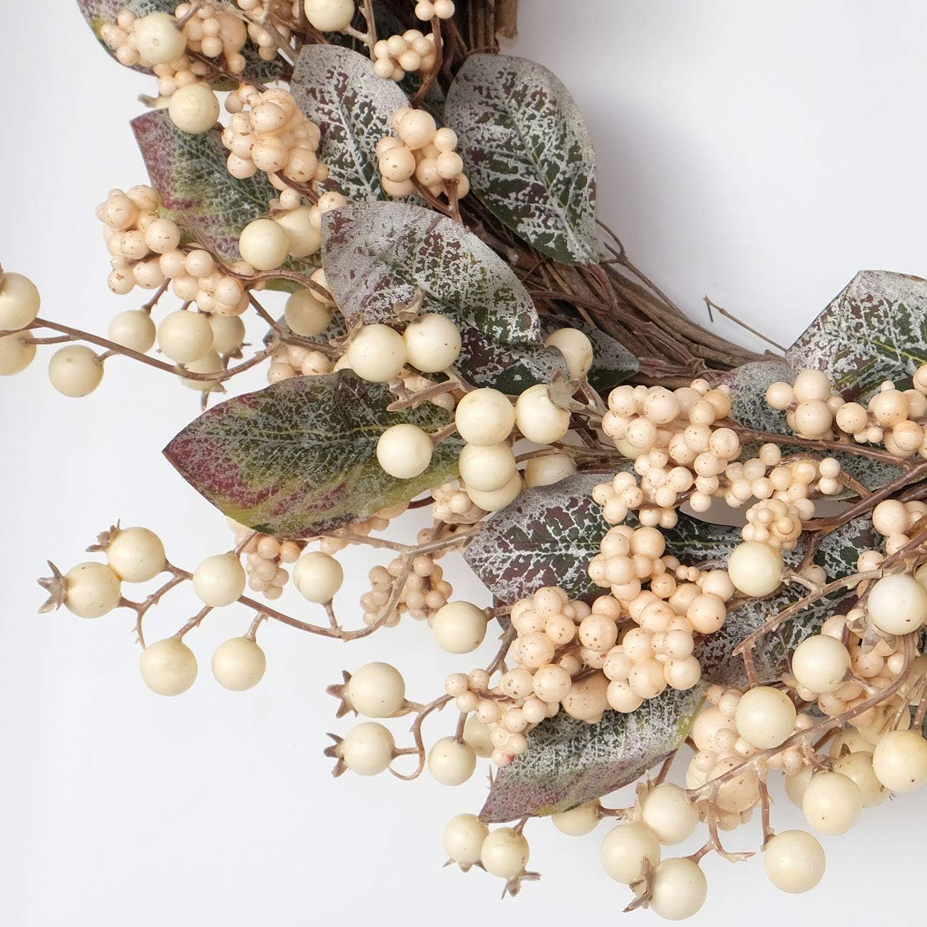 Idyllic Artificial Eucalyptus Leaf Wreath with White Berries