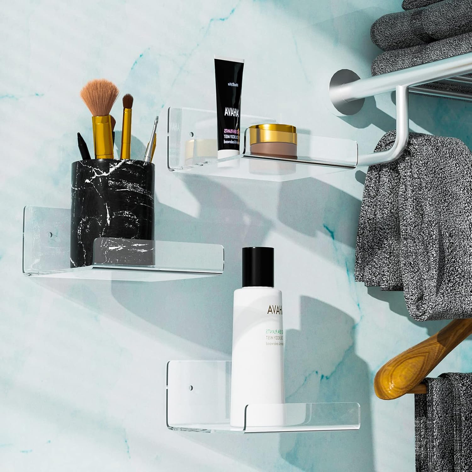 Weronique 2-Pack Clear Floating Wall Shelves