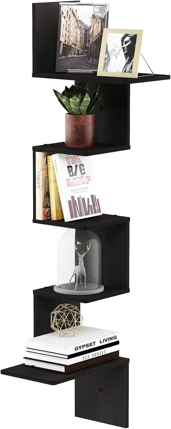 Furinno Rossi 5-Tier Floating Shelf - EspressoBlack