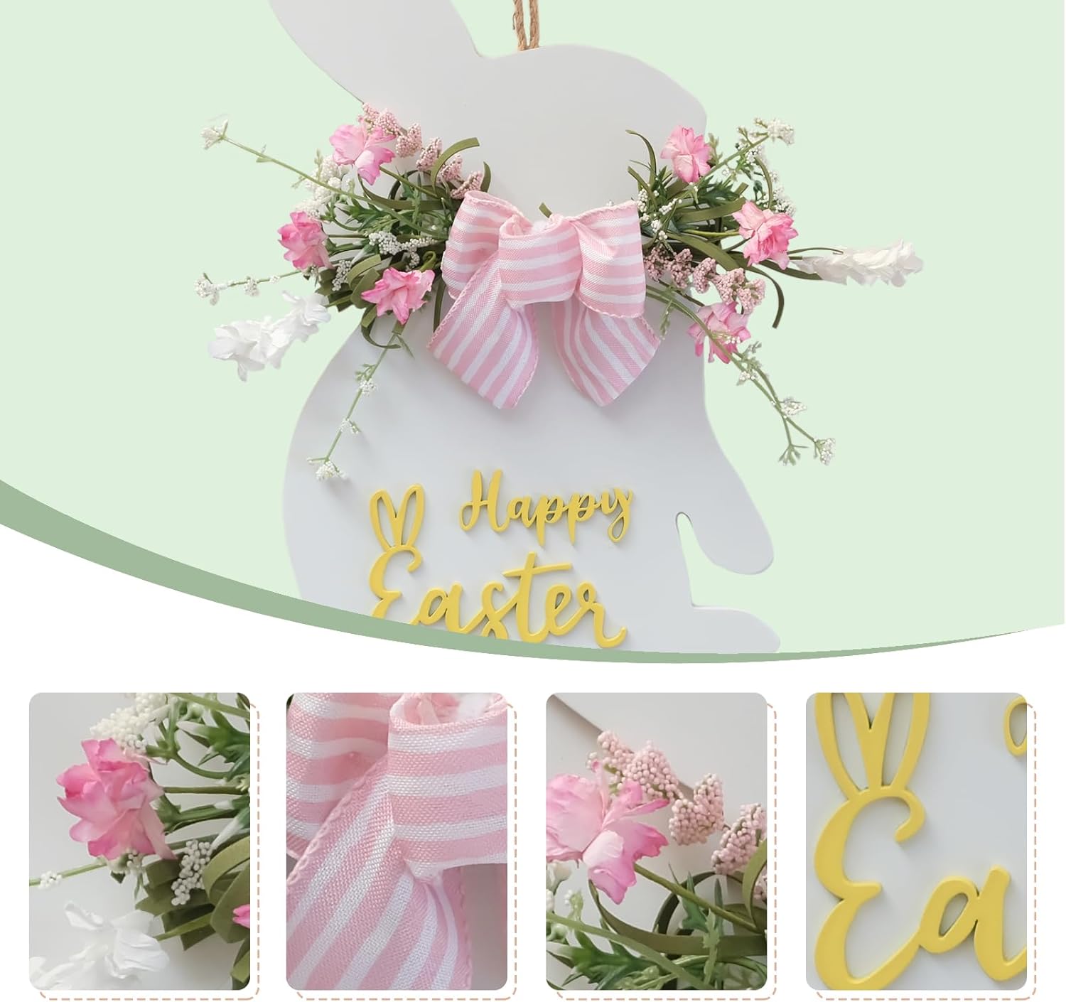 Idyllic White Easter Bunny Wreath Front Door Decor