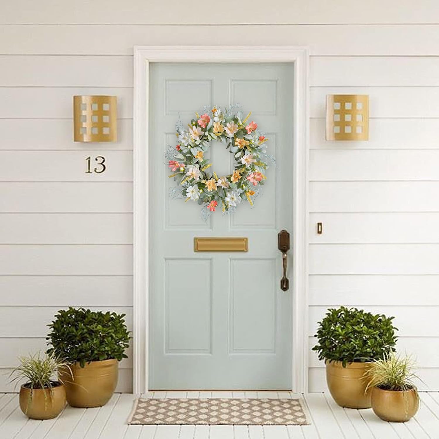 20 Inch Daisy Flower Wreath for Front Door