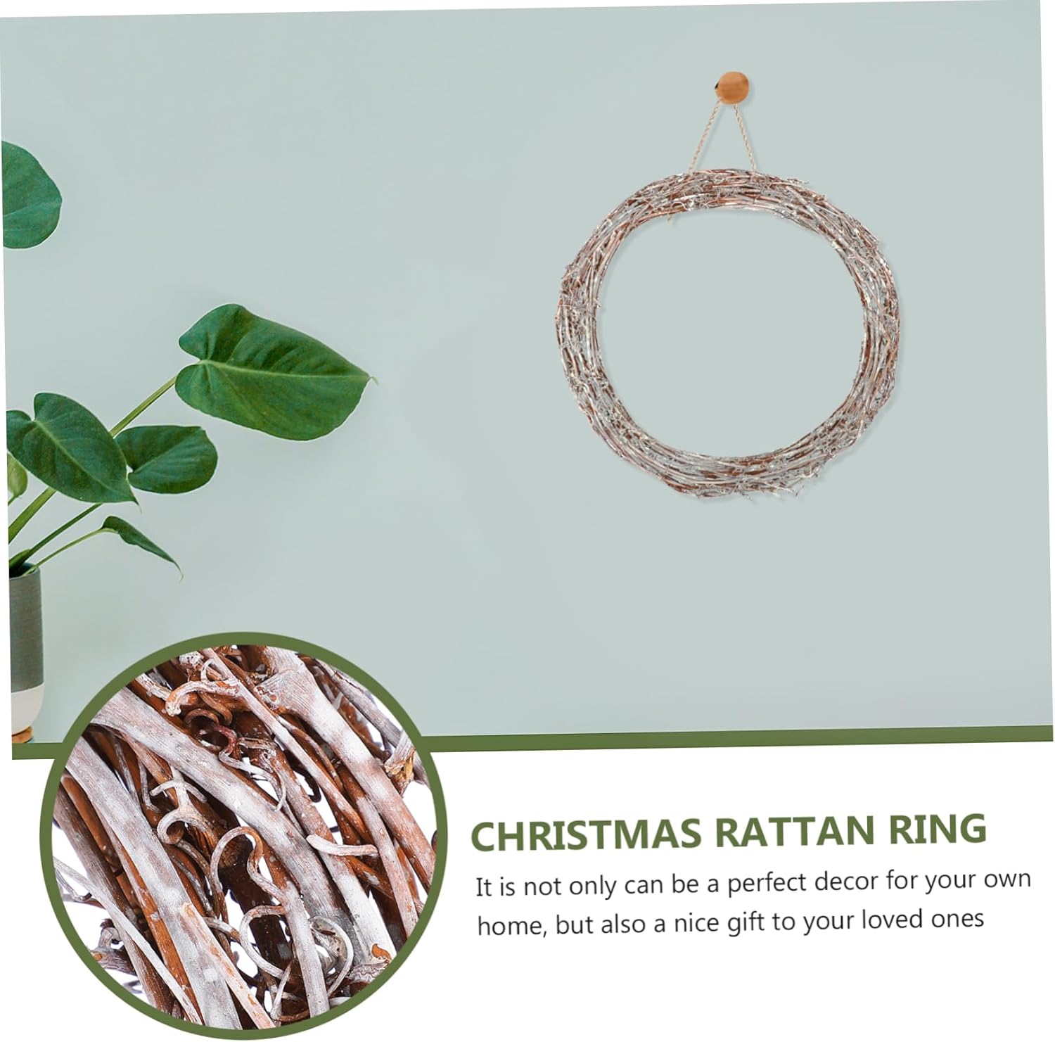 NOLITOY 1pc Rattan Wreath Garland for Home Decor