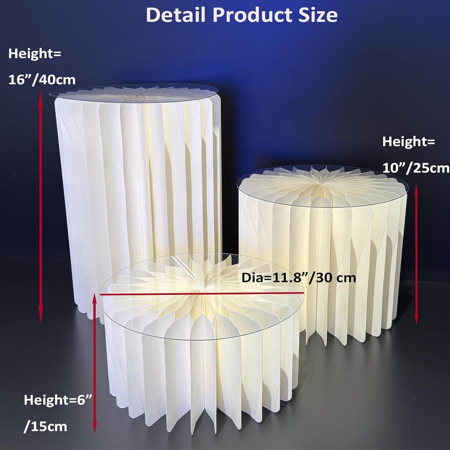 3pcs Cardboard Cylinder Stands for Birthday Wedding Table Display