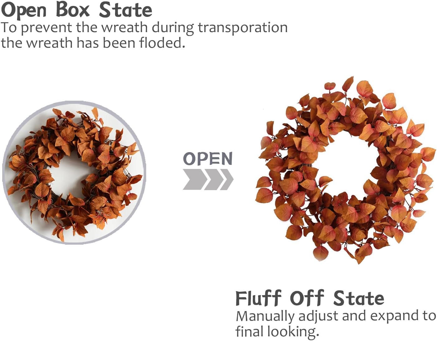 20 Inch Artificial Fall Leaves Wreath for Autumn