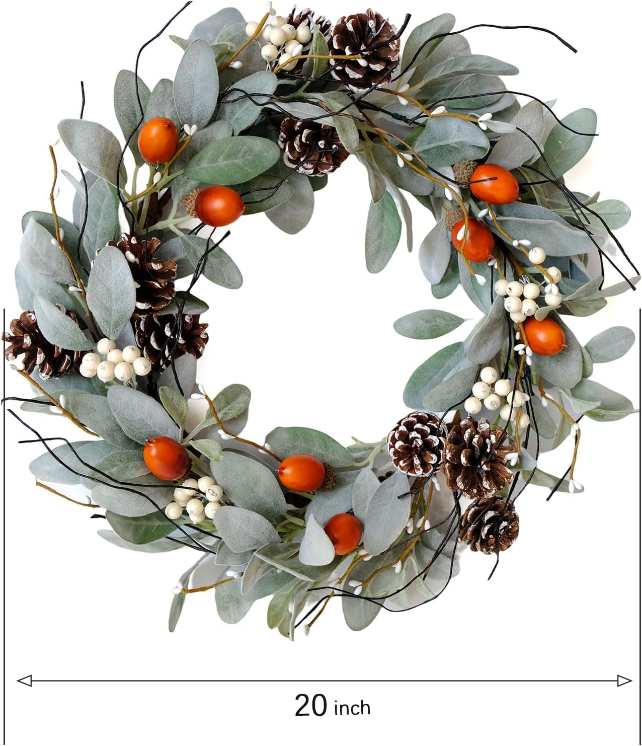 Idyllic 20 Inch Winter Wreath for Front Door
