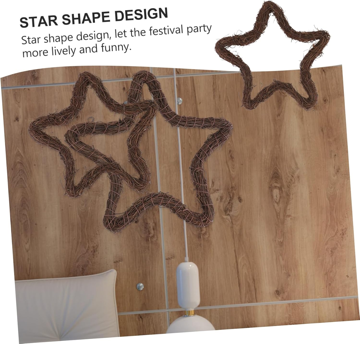 2pcs Handwoven Rattan Star Door Wreath Decorations